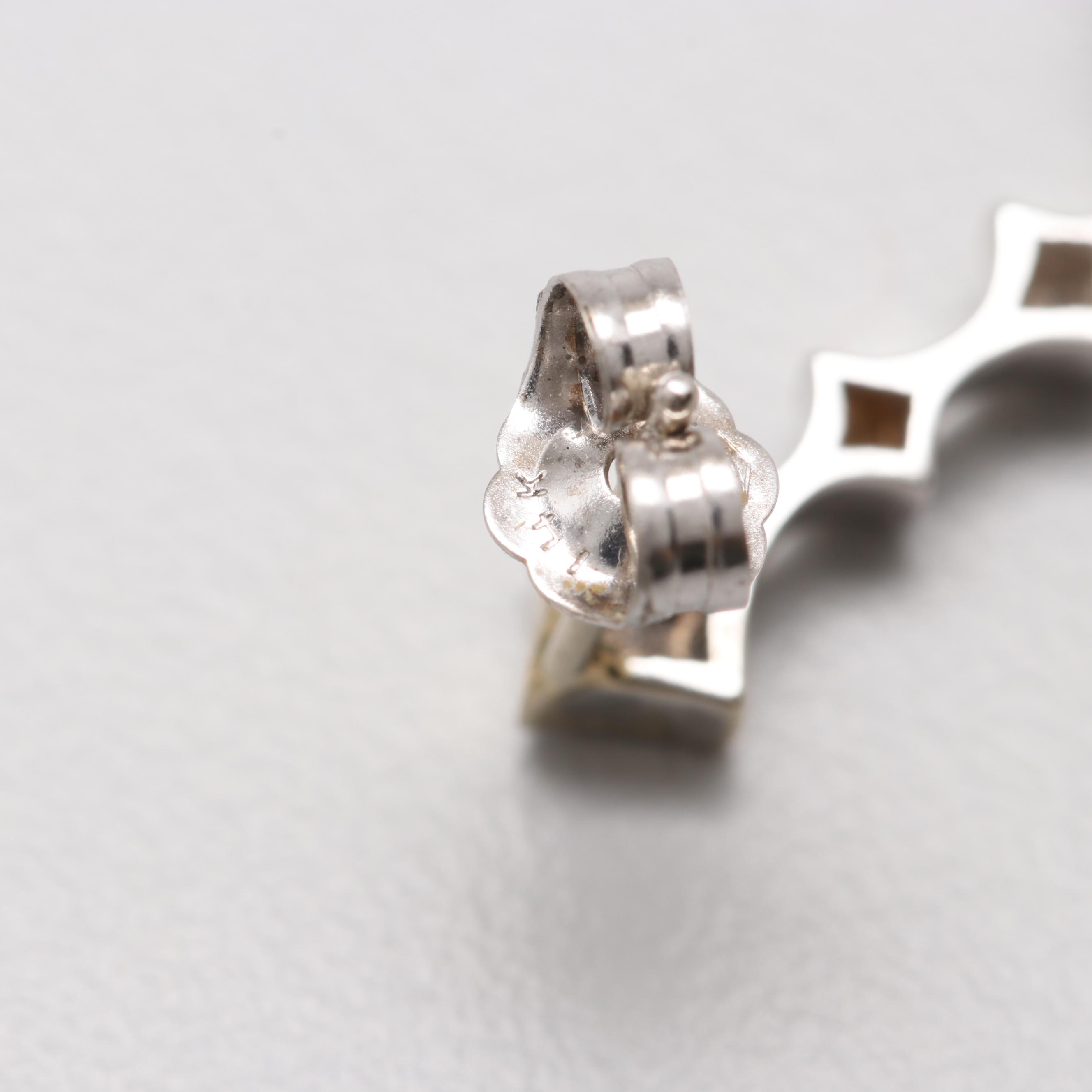 14K and 18K White Gold Diamond and Pink Sapphire Earrings