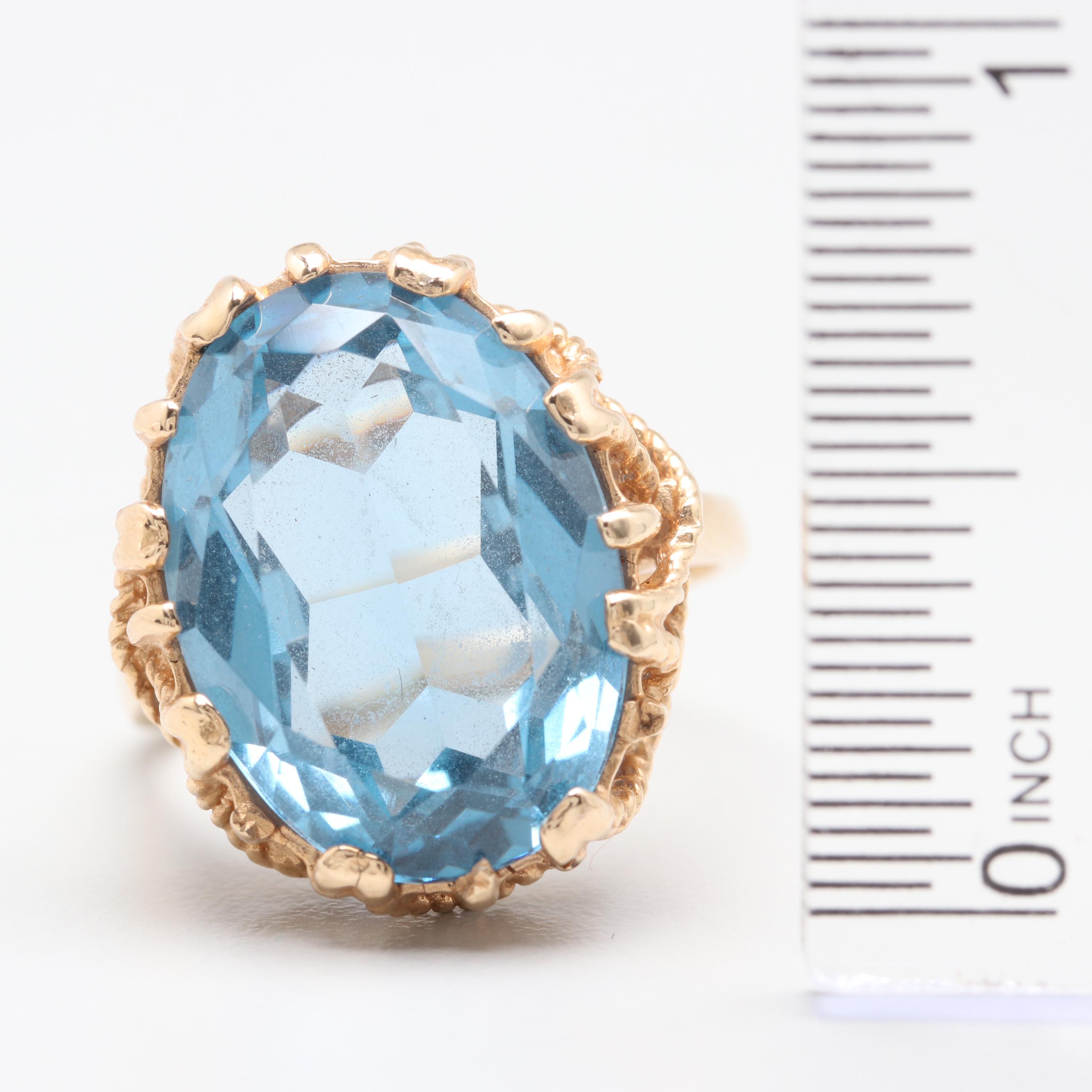 10K Yellow Gold Synthetic Spinel Ring