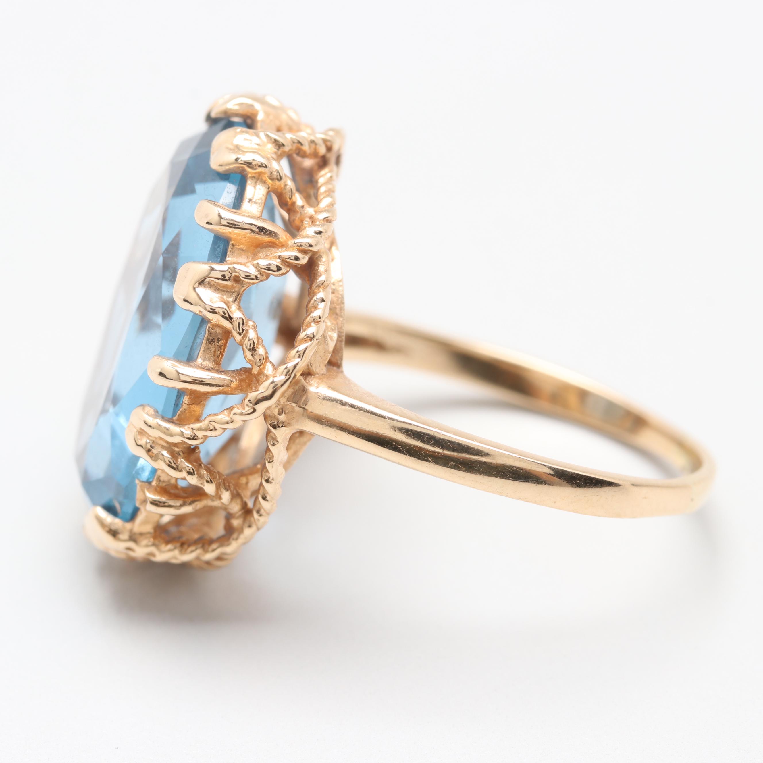 10K Yellow Gold Synthetic Spinel Ring