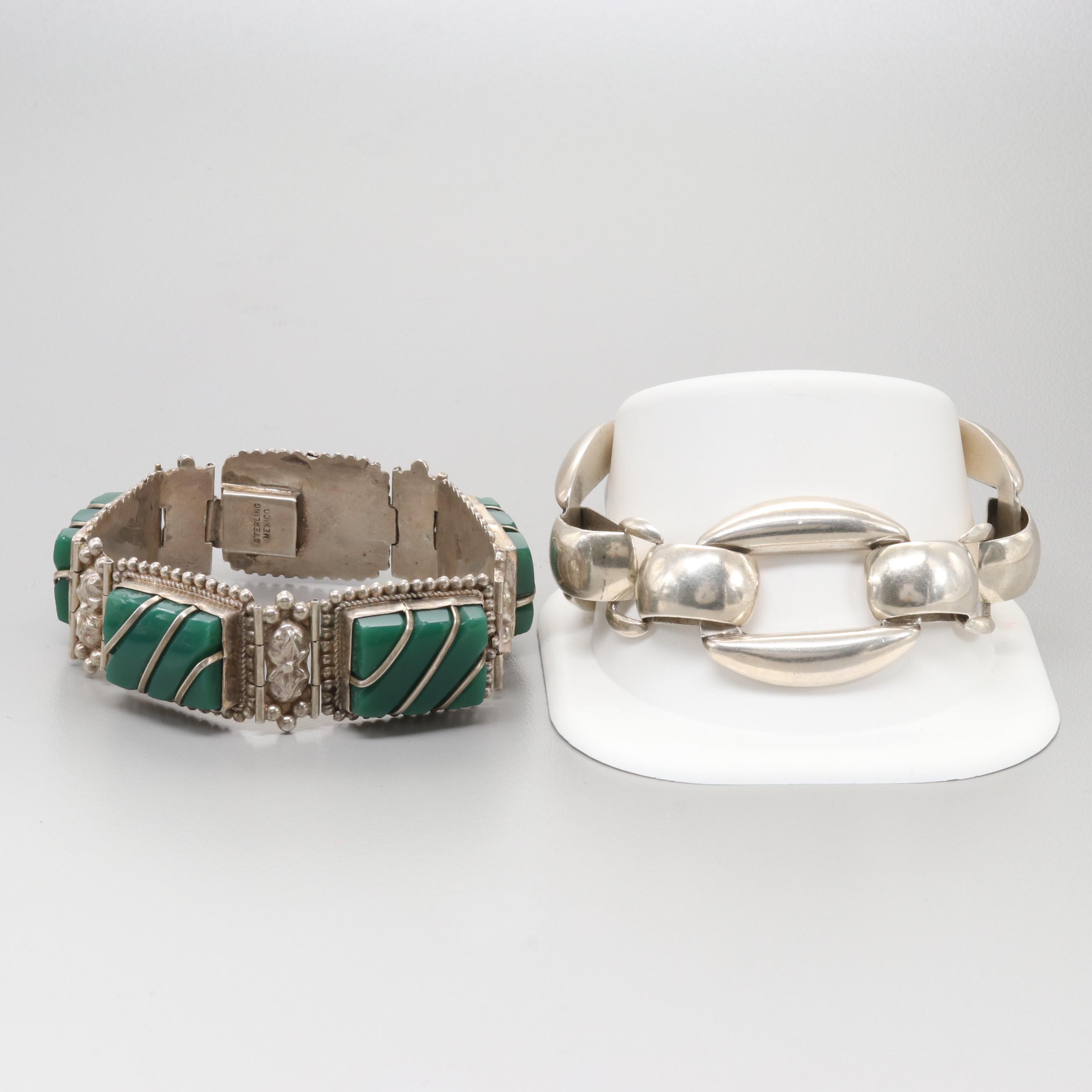 Mexican Sterling Silver and Glass Bracelet Selection