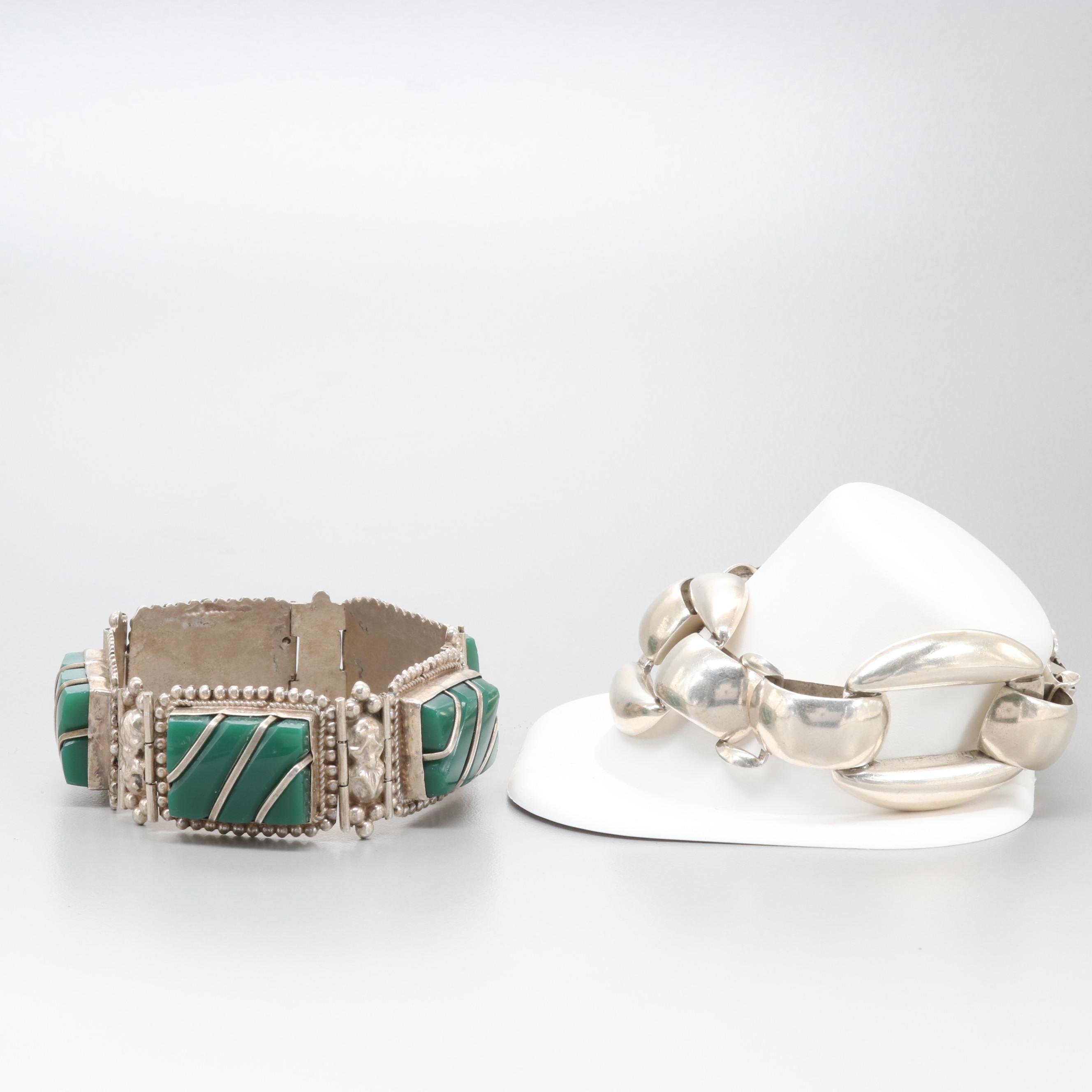 Mexican Sterling Silver and Glass Bracelet Selection