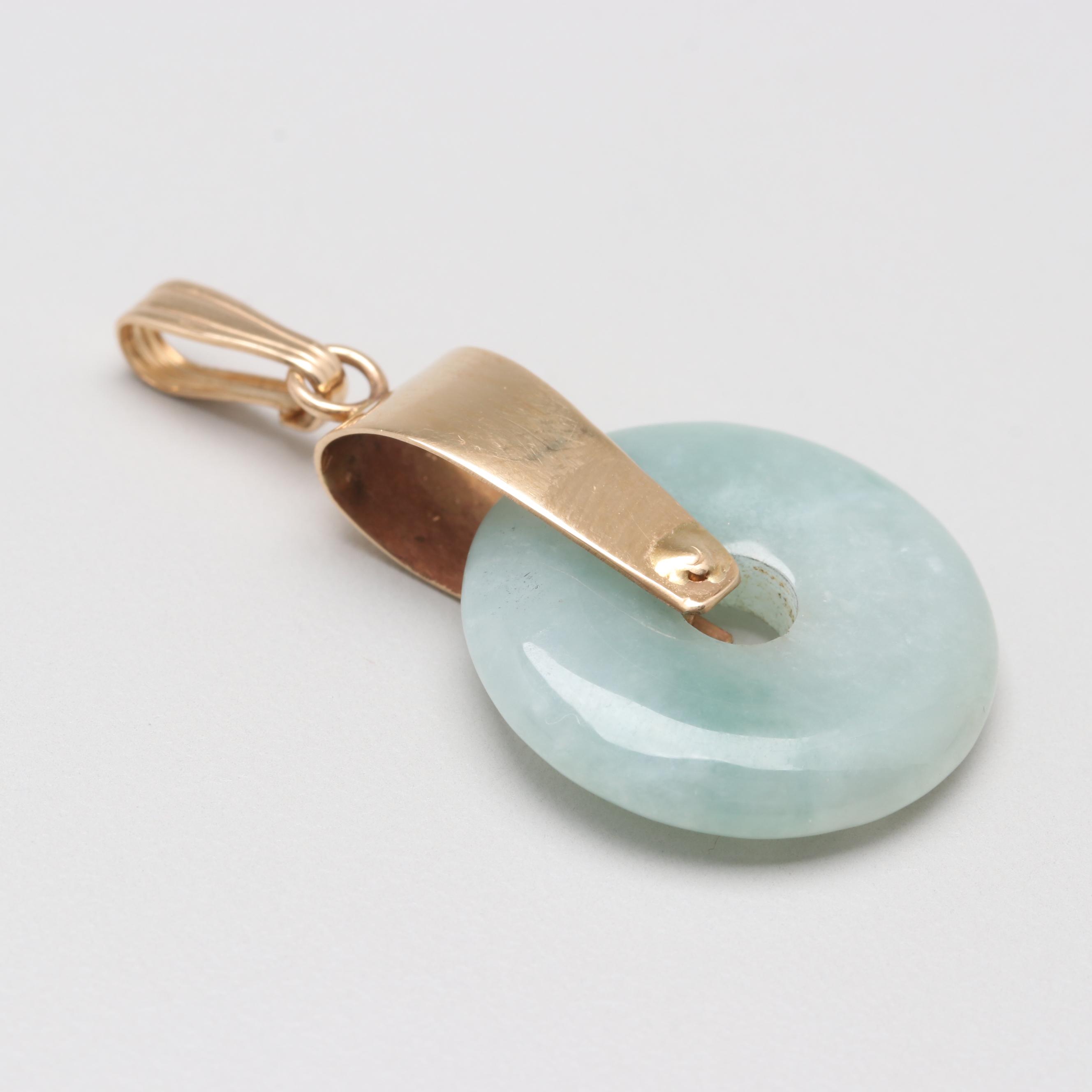 14K Yellow Gold Jadeite Pendant