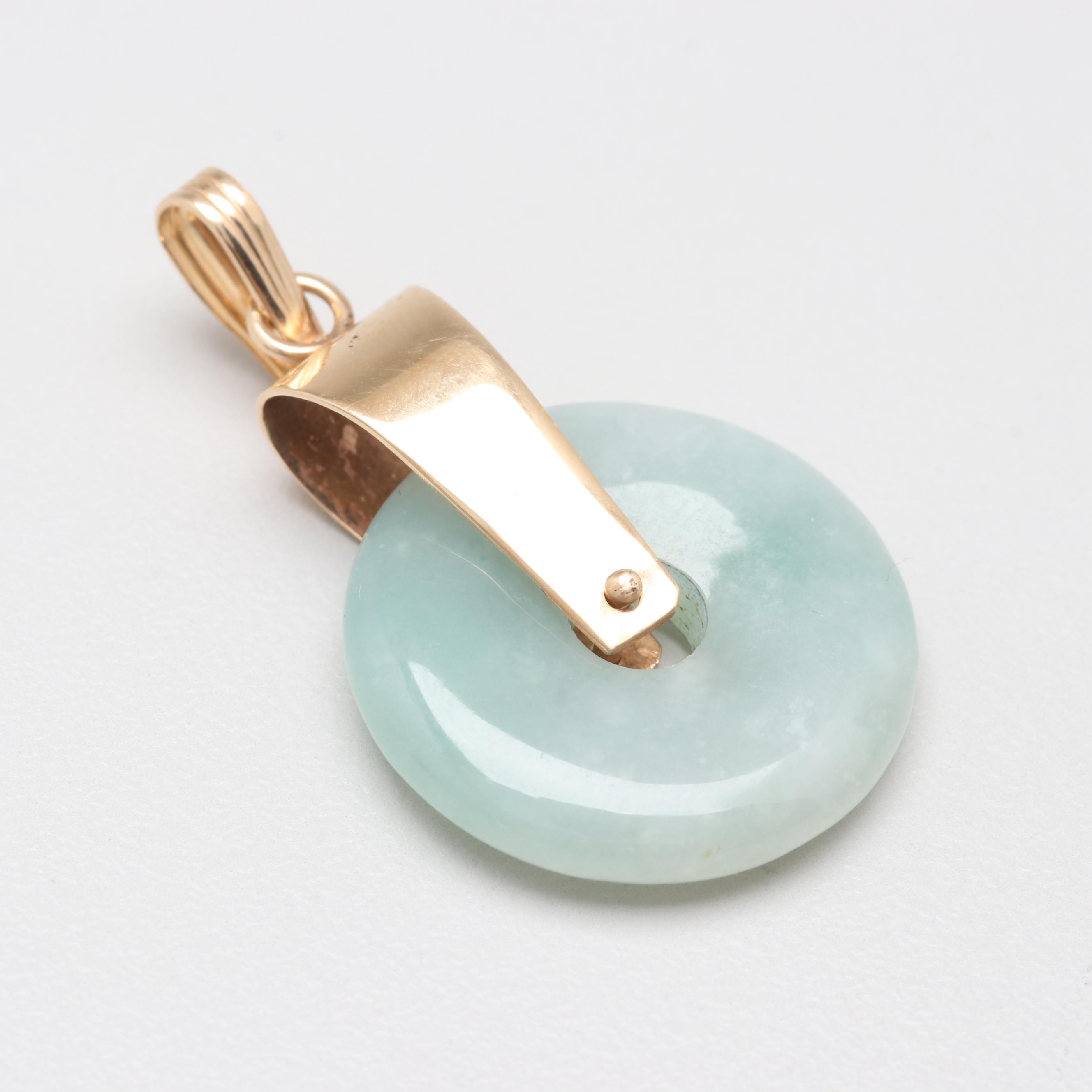 14K Yellow Gold Jadeite Pendant