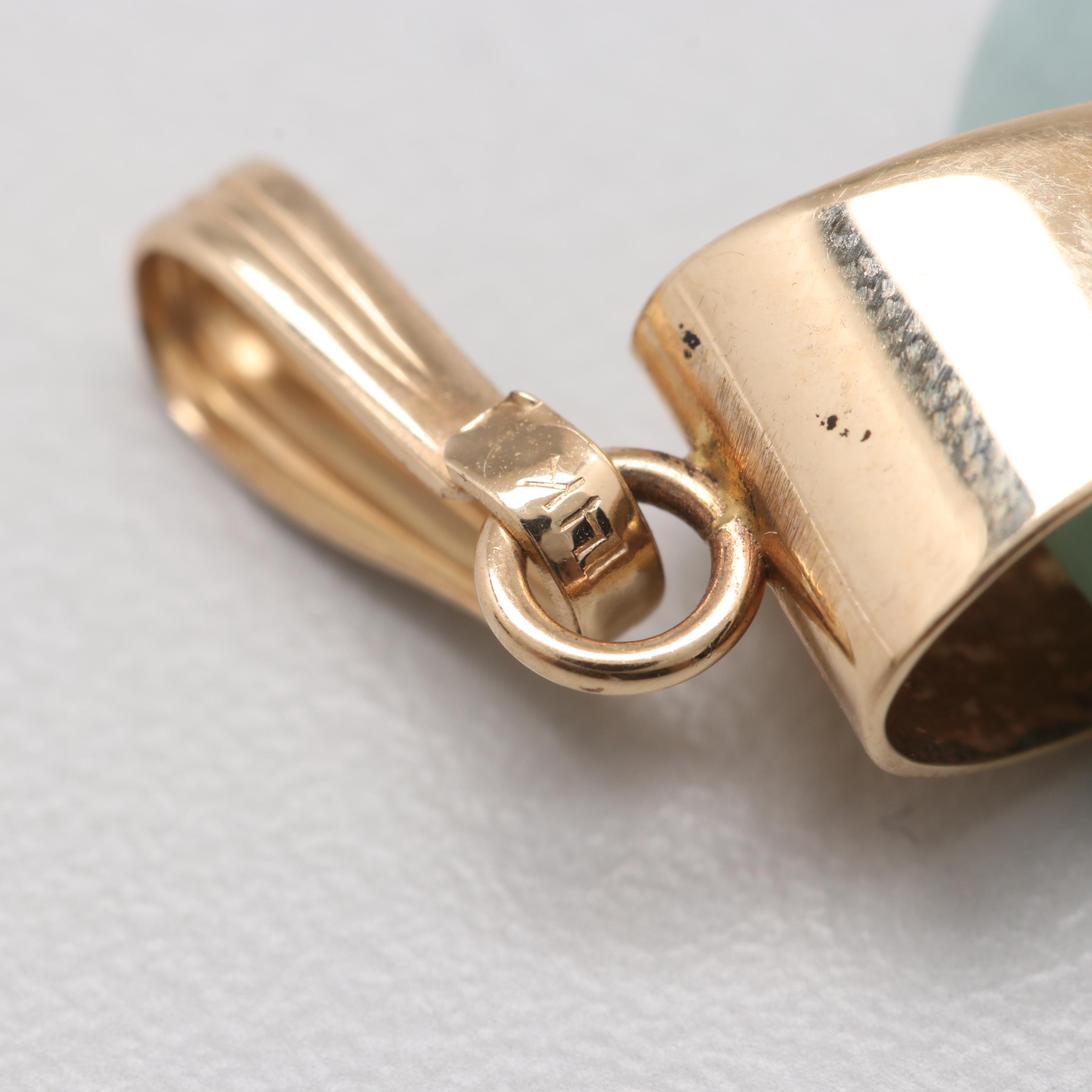 14K Yellow Gold Jadeite Pendant