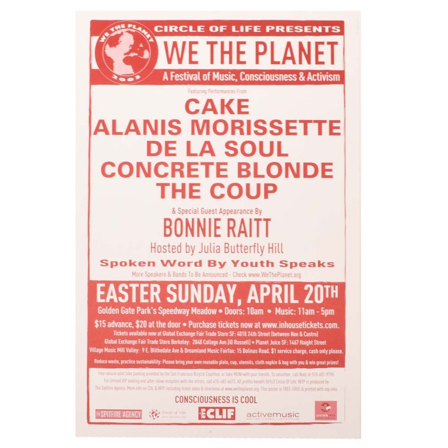 2003 "We the Planet" Concert Poster Featuring Cake, Alanis Morissette, More