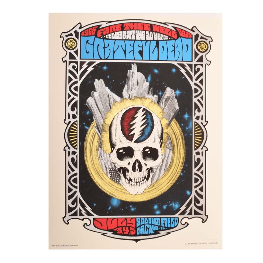 Ltd. Ed. 2015 Serigraph "Fare Thee Well" Grateful Dead Chicago Concert Poster