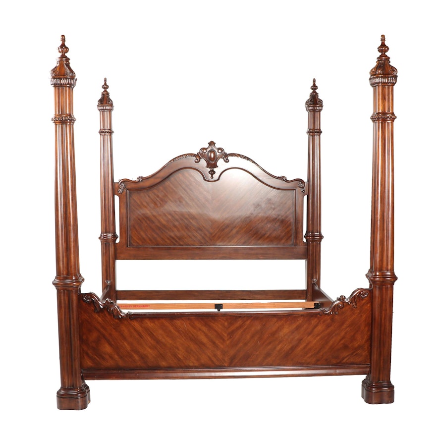 Renaissance Revival Style Mahogany King Size Bed Frame, 21st Century