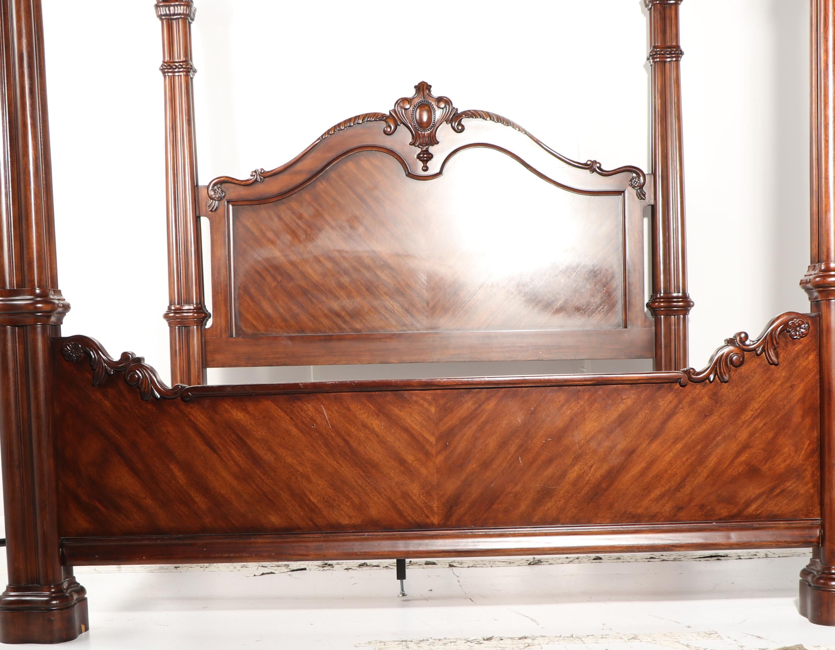Renaissance Revival Style Mahogany King Size Bed Frame, 21st Century