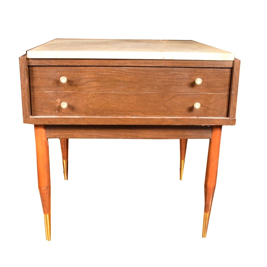 Mid-Century Marble Top Accent Table