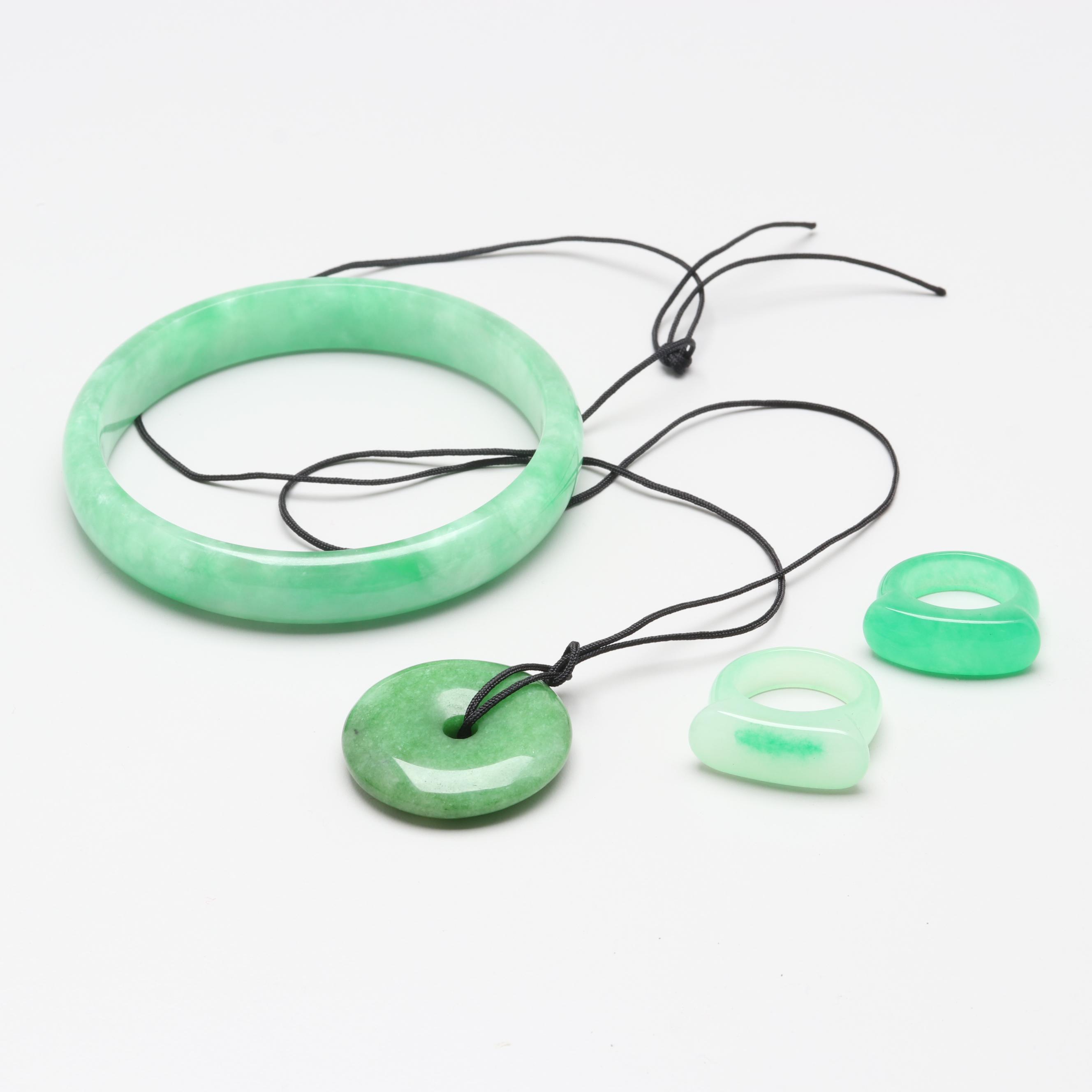 Carved Jadeite Jewelry Assortment