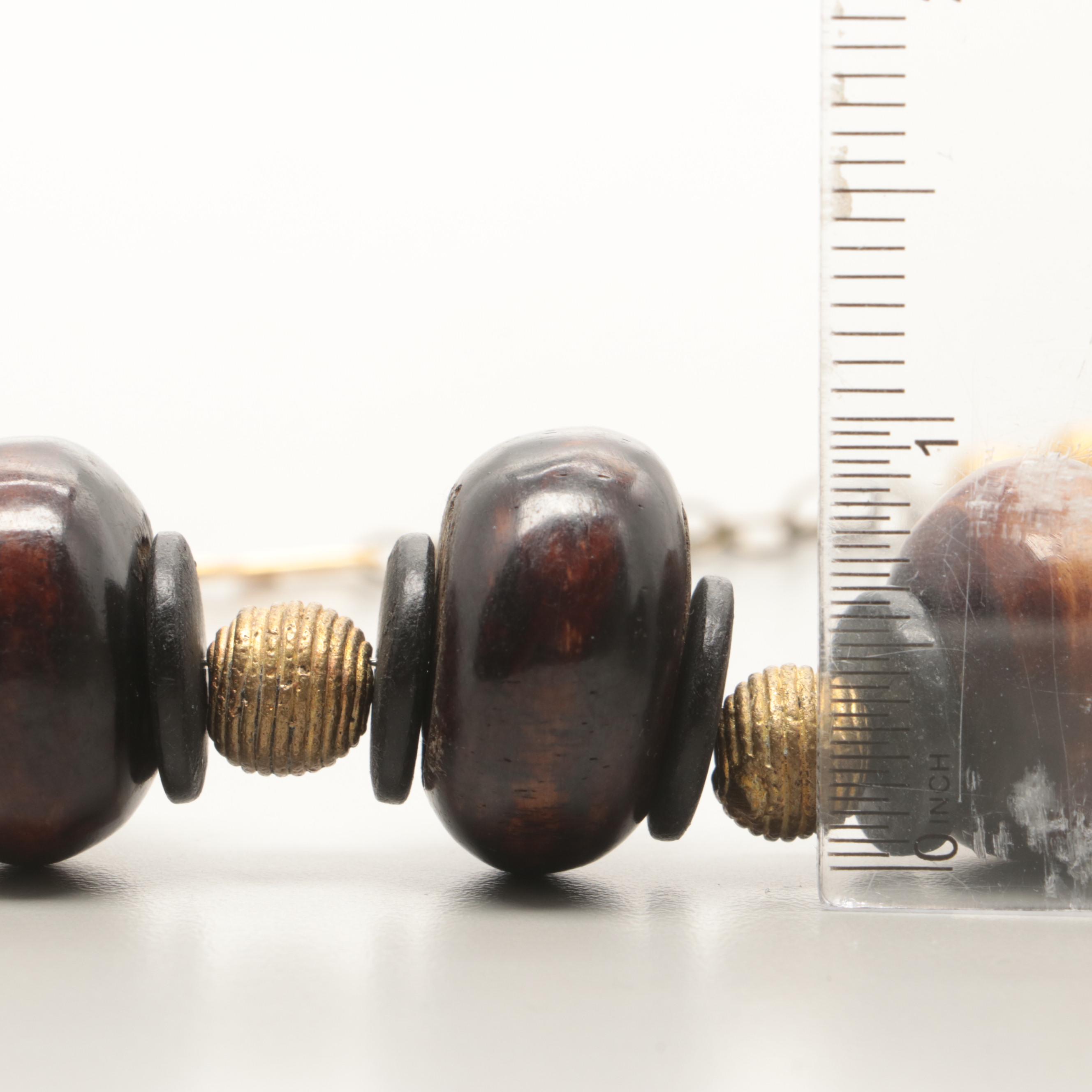 Gold Tone Jasper, Wood, and Resin Coated Dyed Coral Necklaces