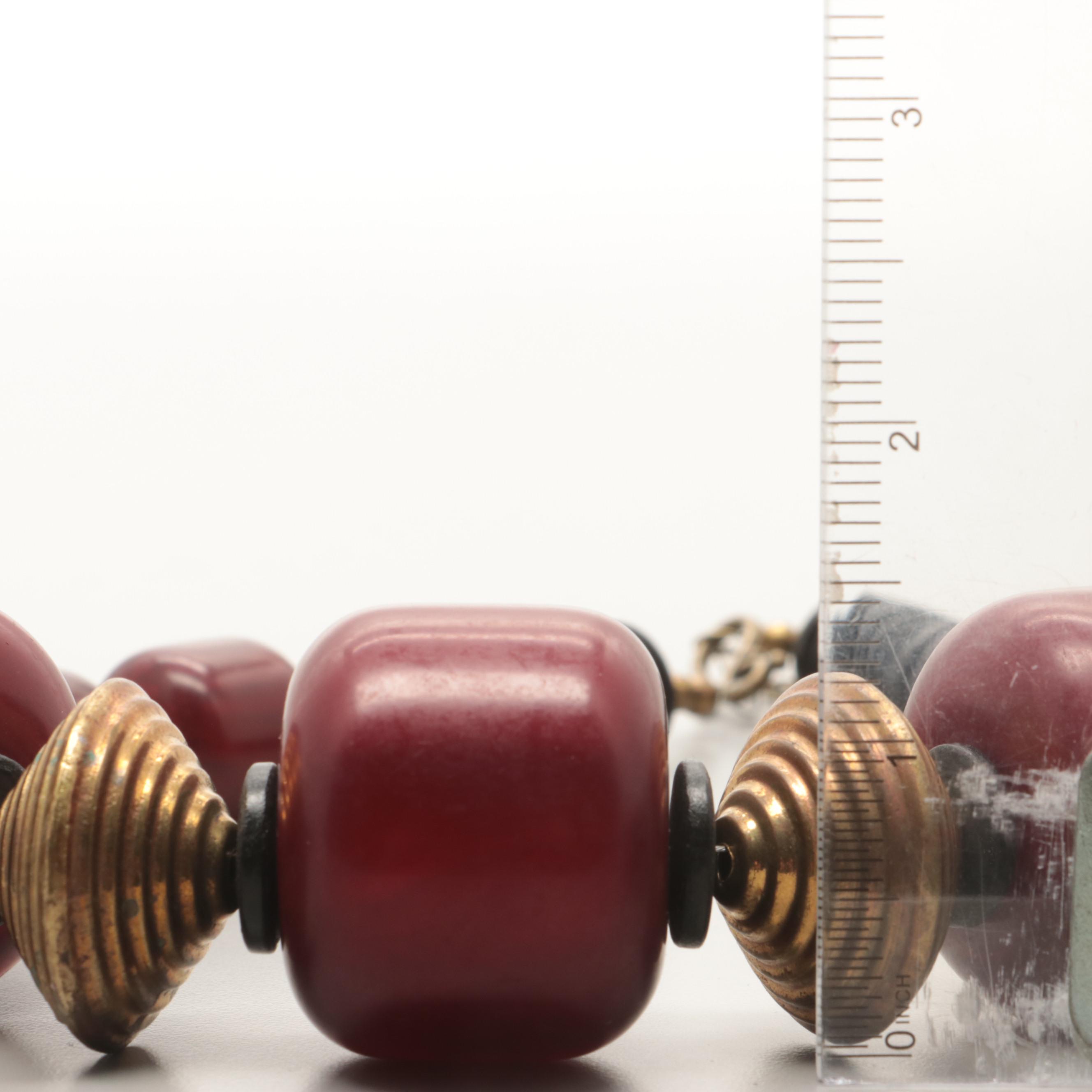Costume Plastic, Wood, and Calcite Necklaces