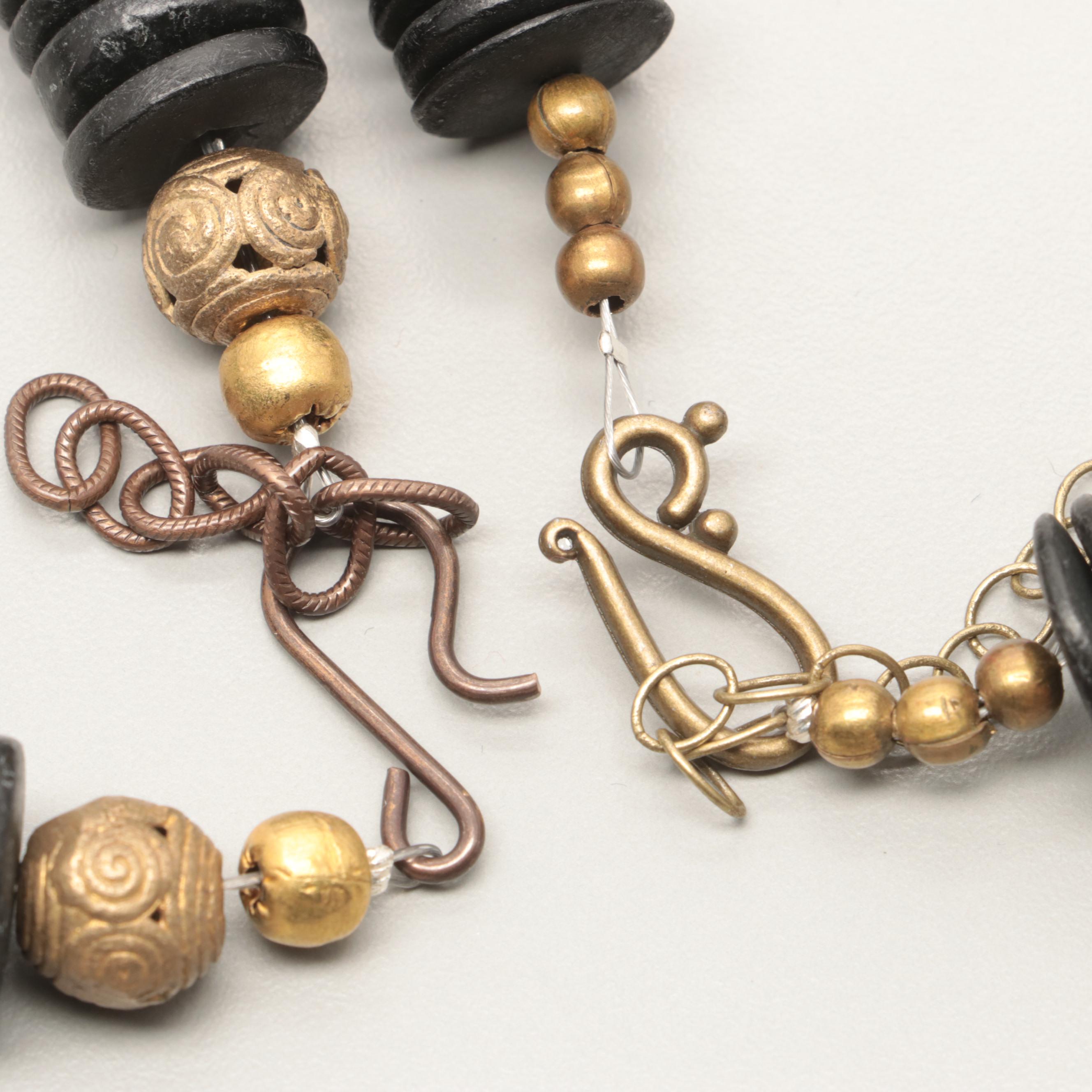 Costume Plastic, Wood, and Calcite Necklaces