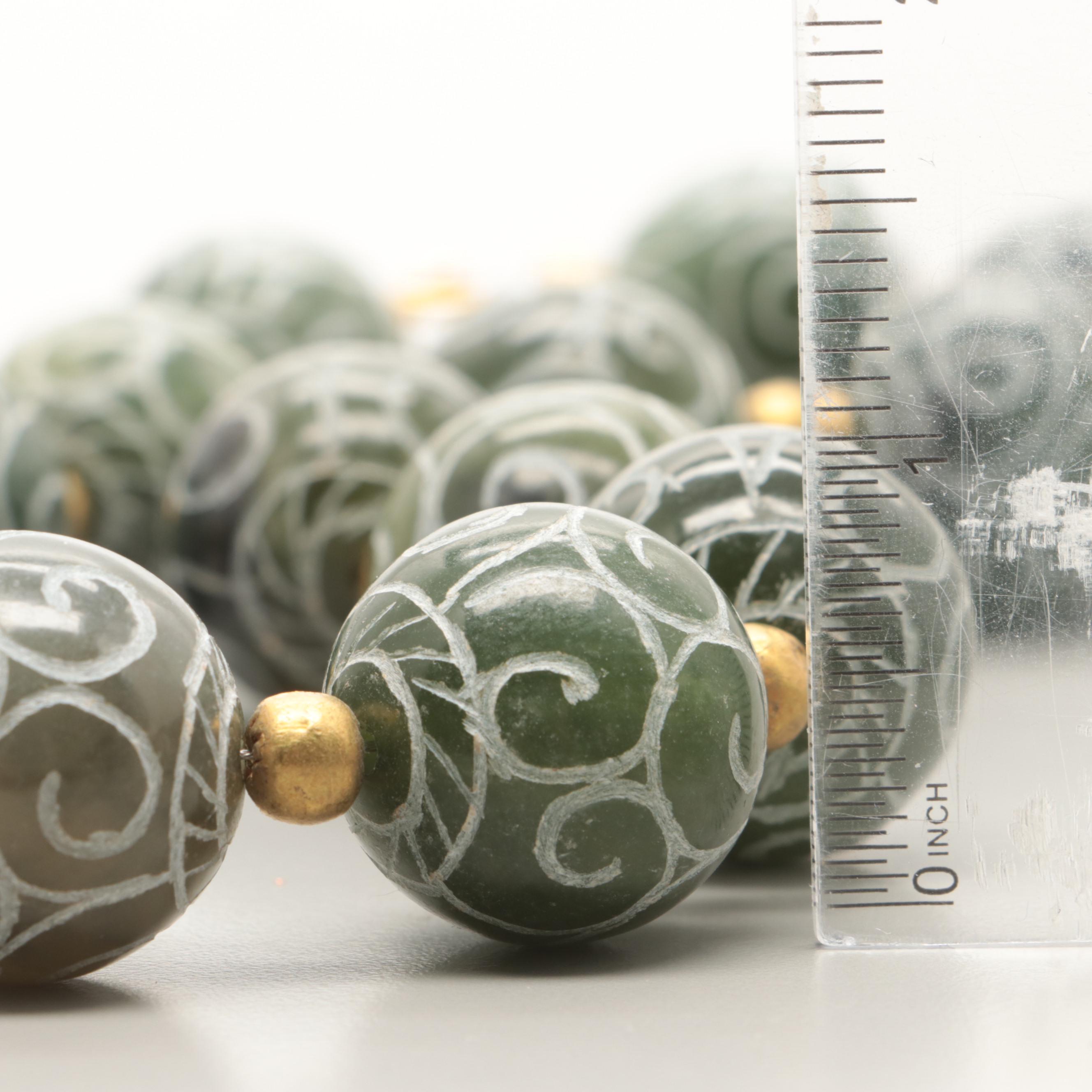 Designed Dyed Magnesite and Calcite Barrel Bead Necklaces