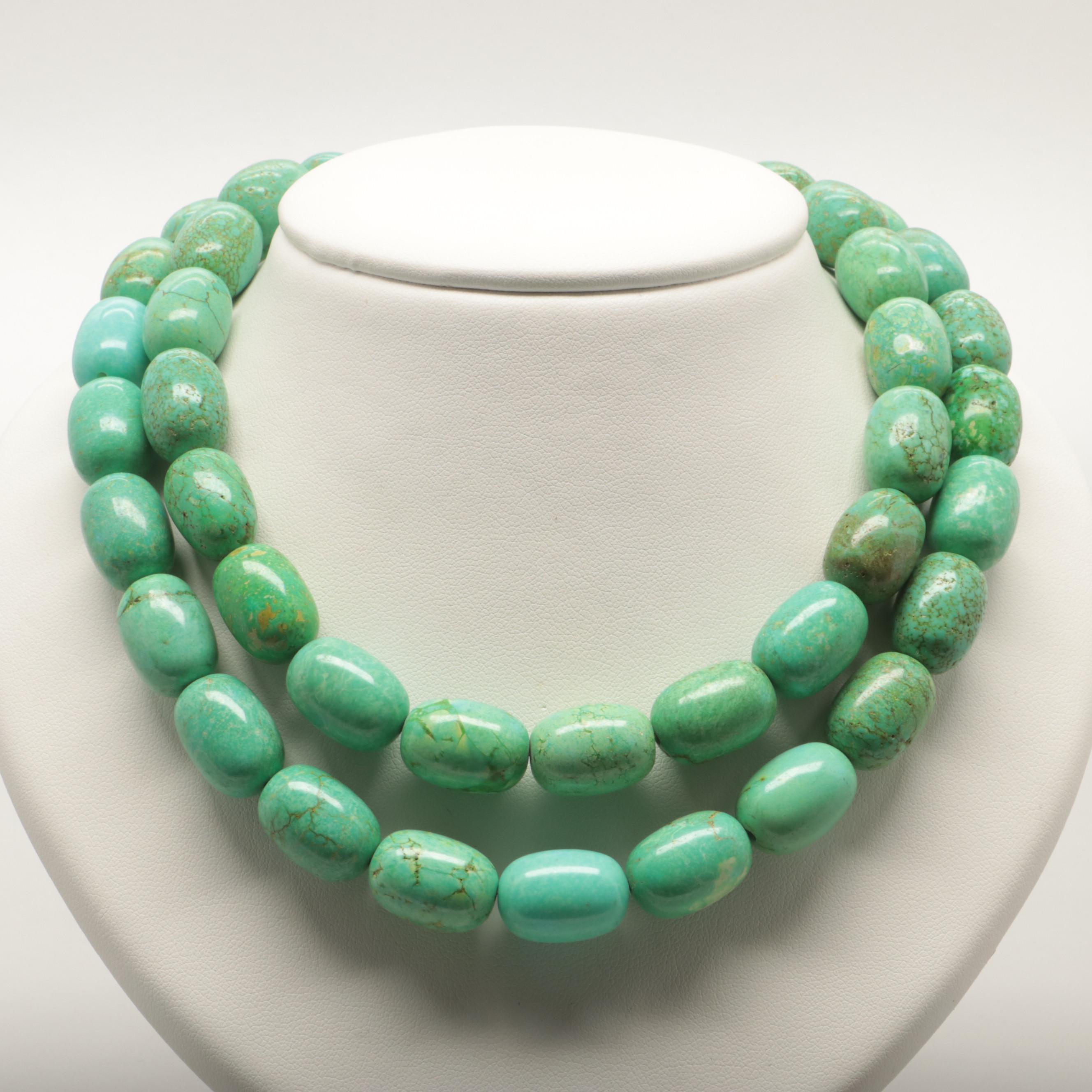 Sterling Silver Double Strand Dyed Magnesite Bead Necklace