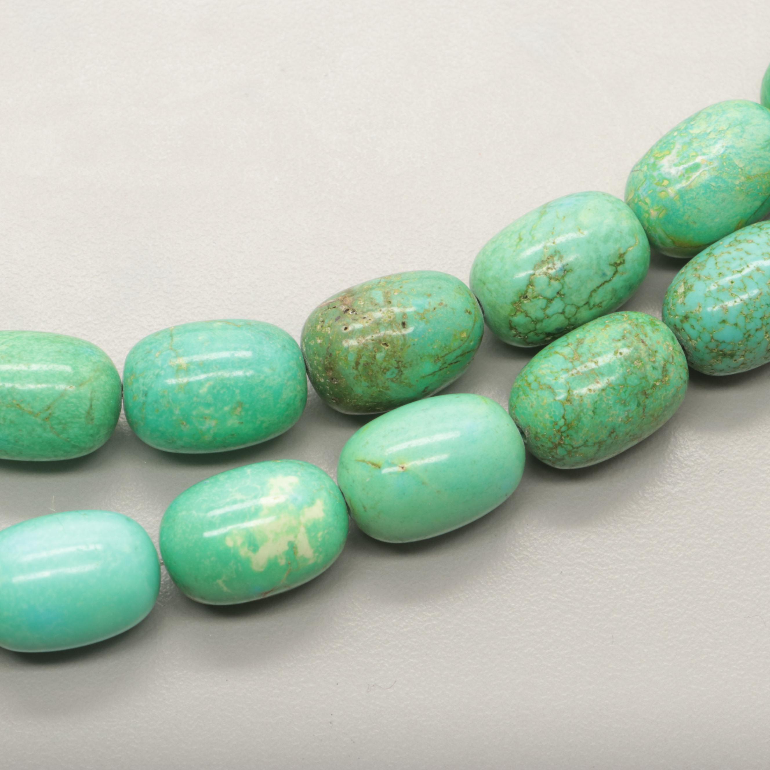 Sterling Silver Double Strand Dyed Magnesite Bead Necklace