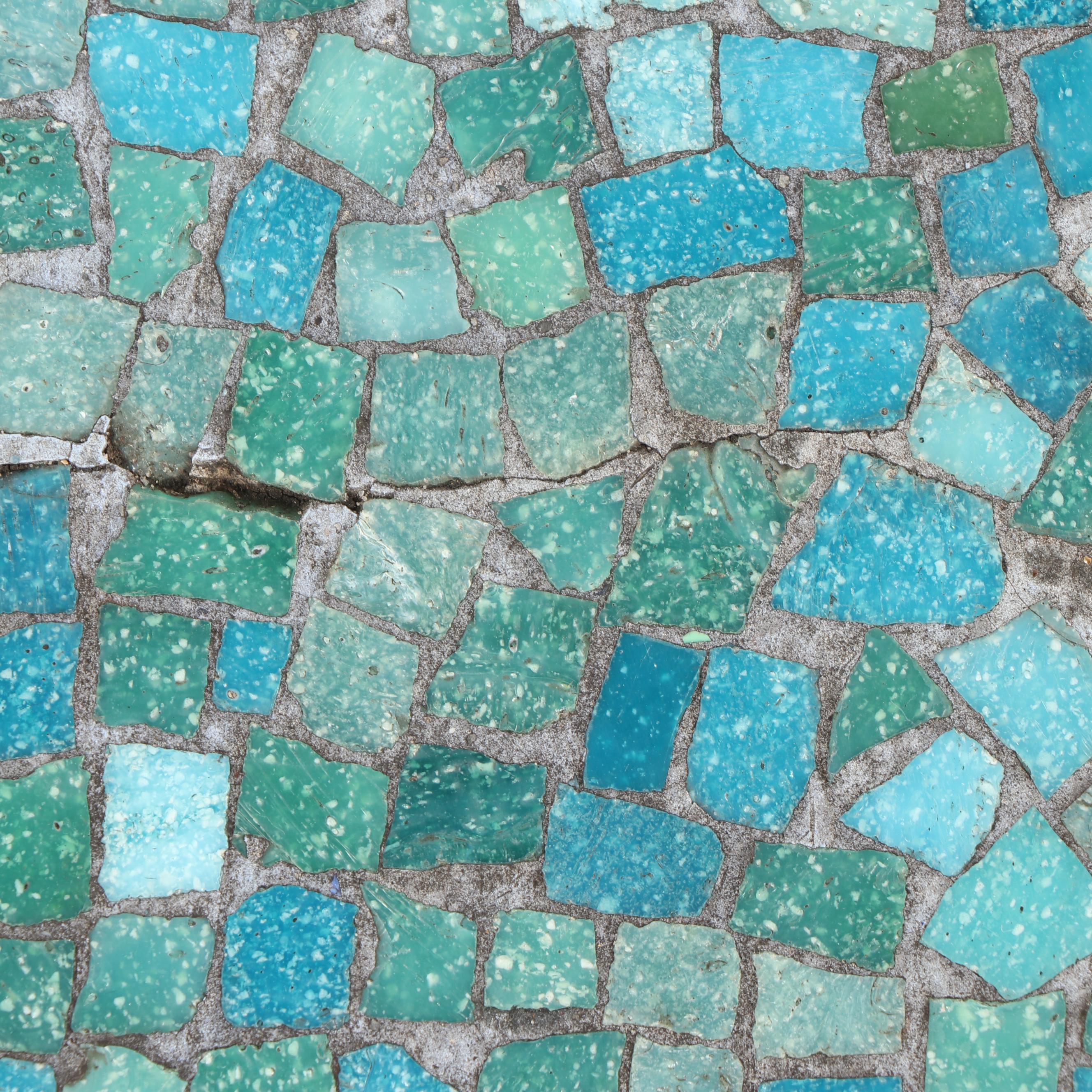 Butterfly Mosaic Top X-Frame Base Side Table