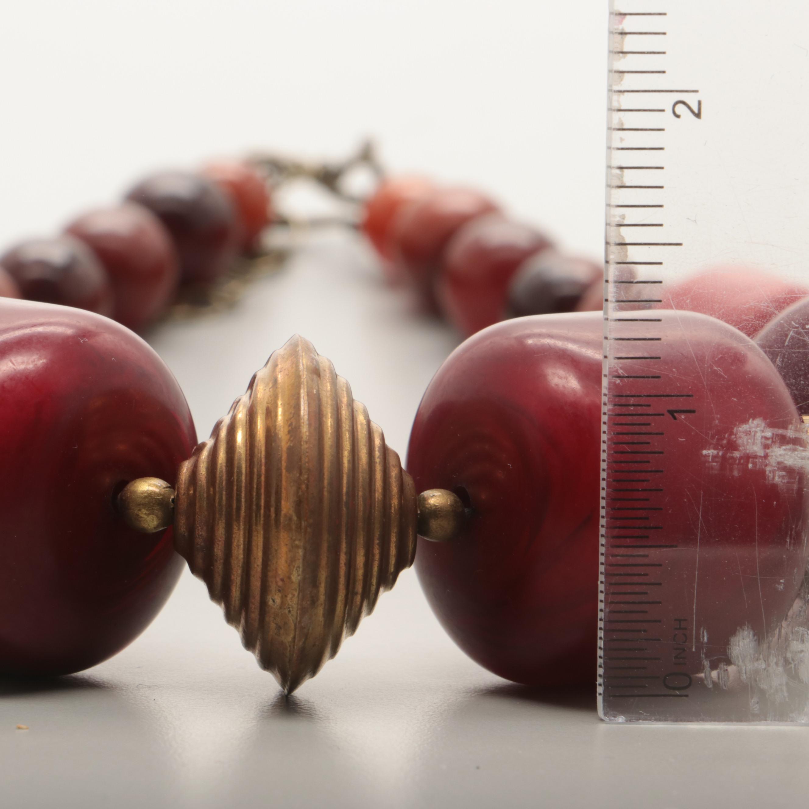 Gold Tone Imitation Amber Necklaces