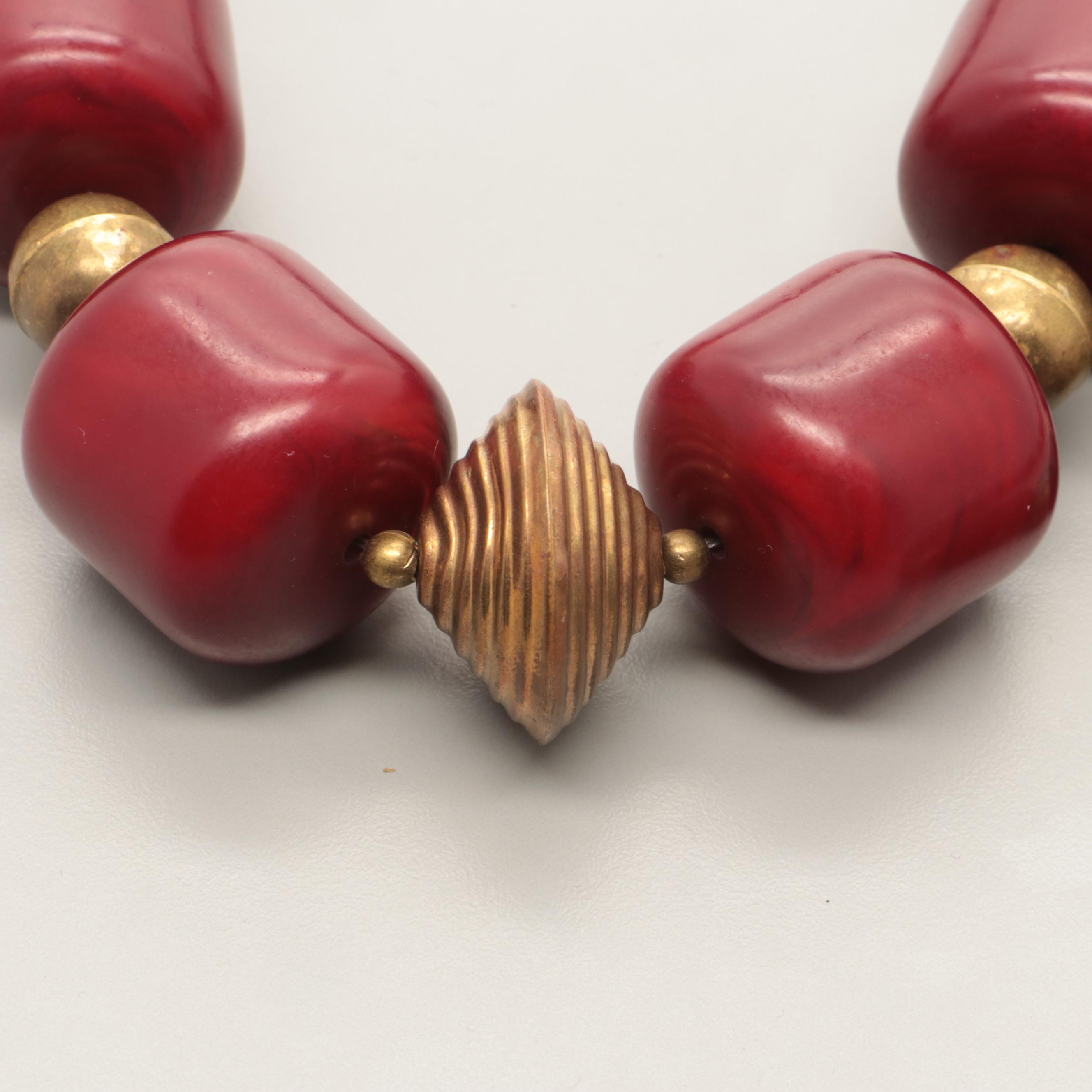 Gold Tone Imitation Amber Necklaces