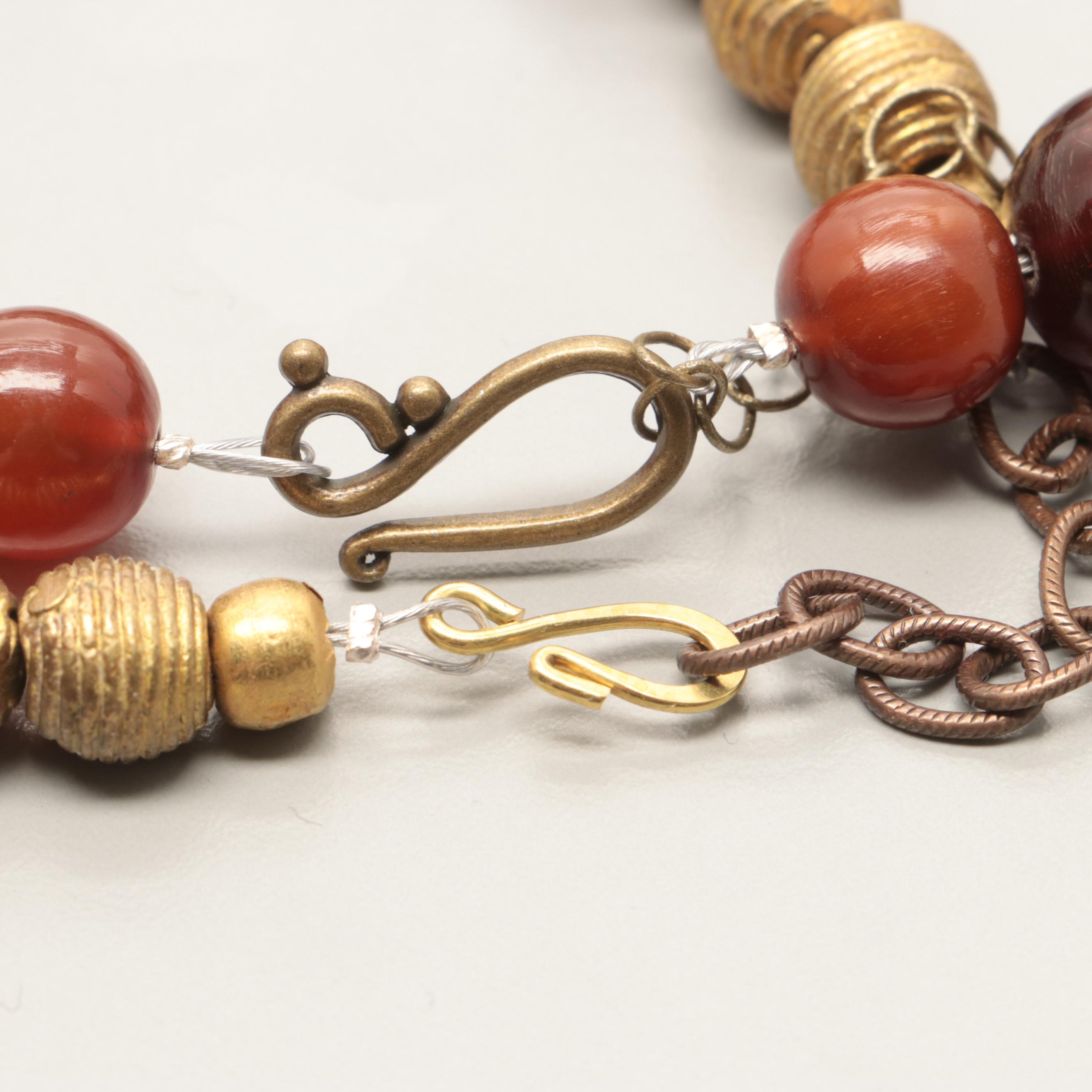 Gold Tone Imitation Amber Necklaces