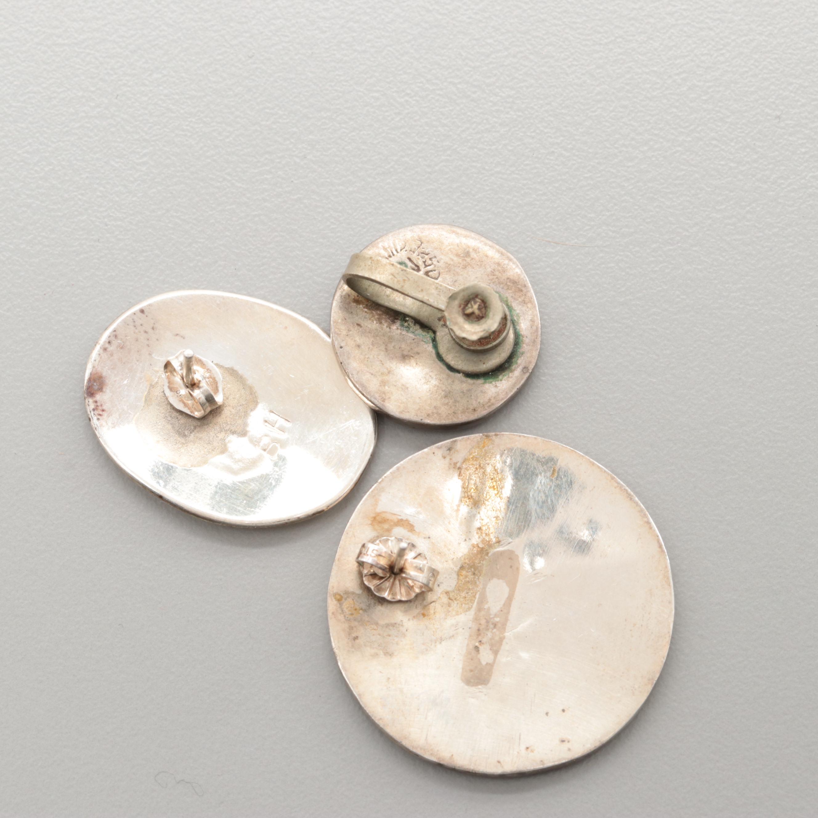 Southwestern Style Sterling Silver Abalone and Coral Earring Assortment