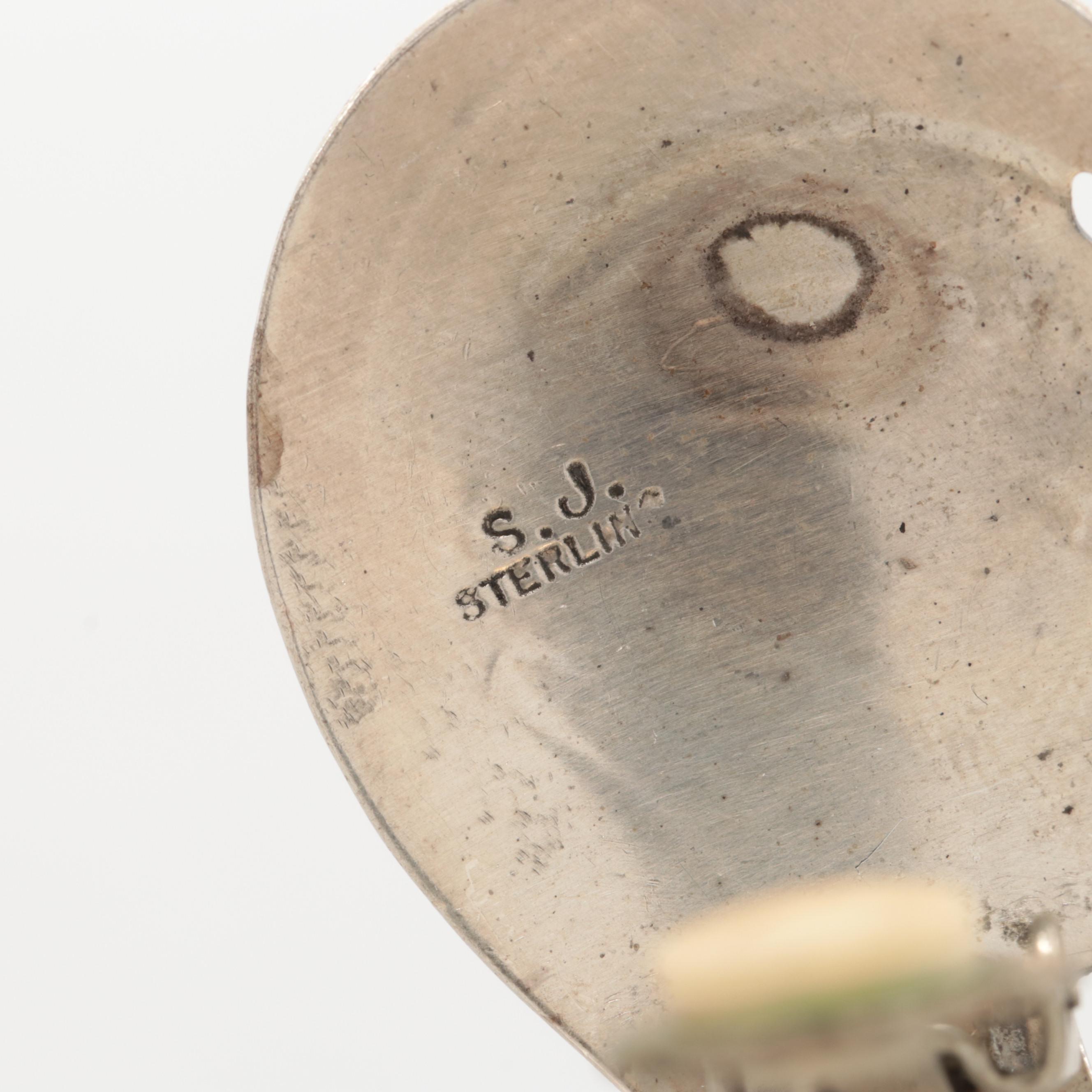 Southwest Sterling Silver Black Onyx and Imitation Lapis Lazuli Earrings