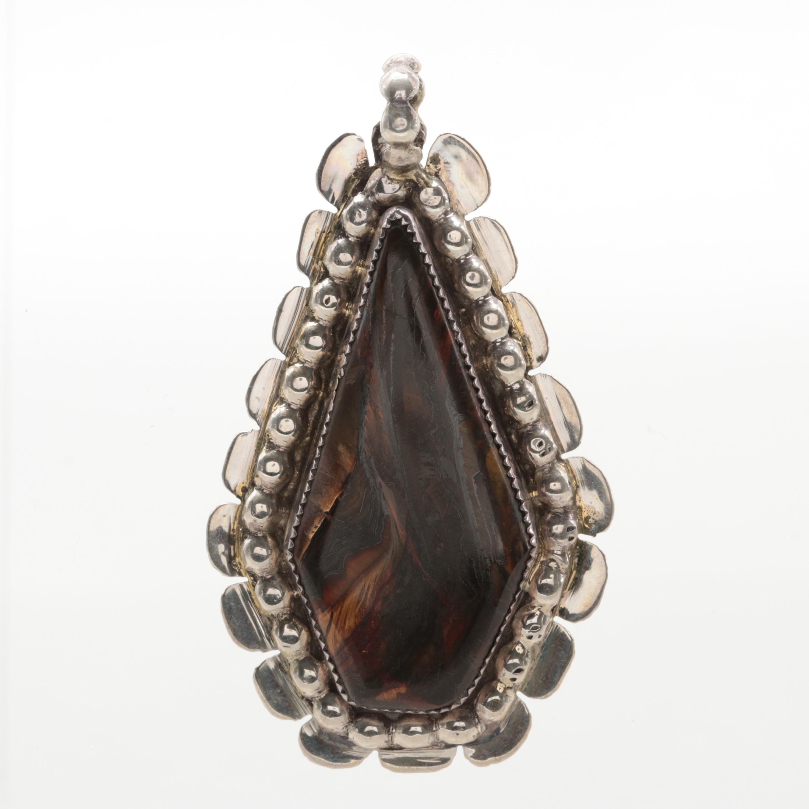 Bill Kirkham Sterling Silver Tiger Iron Pendant