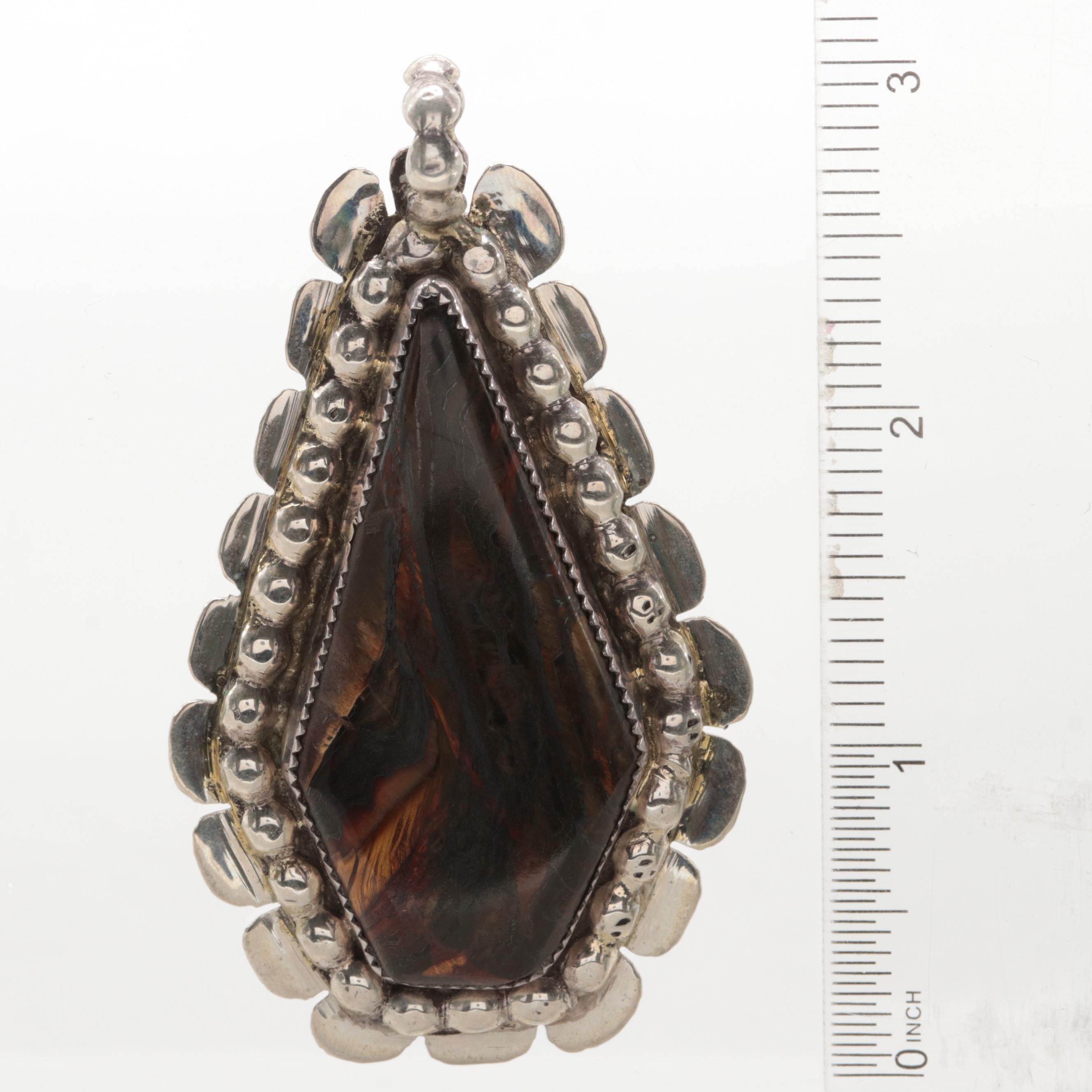 Bill Kirkham Sterling Silver Tiger Iron Pendant