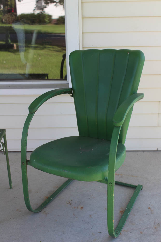 Mid Century Modern Green Metal Patio Furniture
