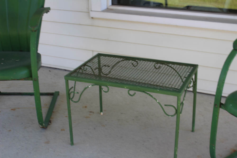 Mid Century Modern Green Metal Patio Furniture