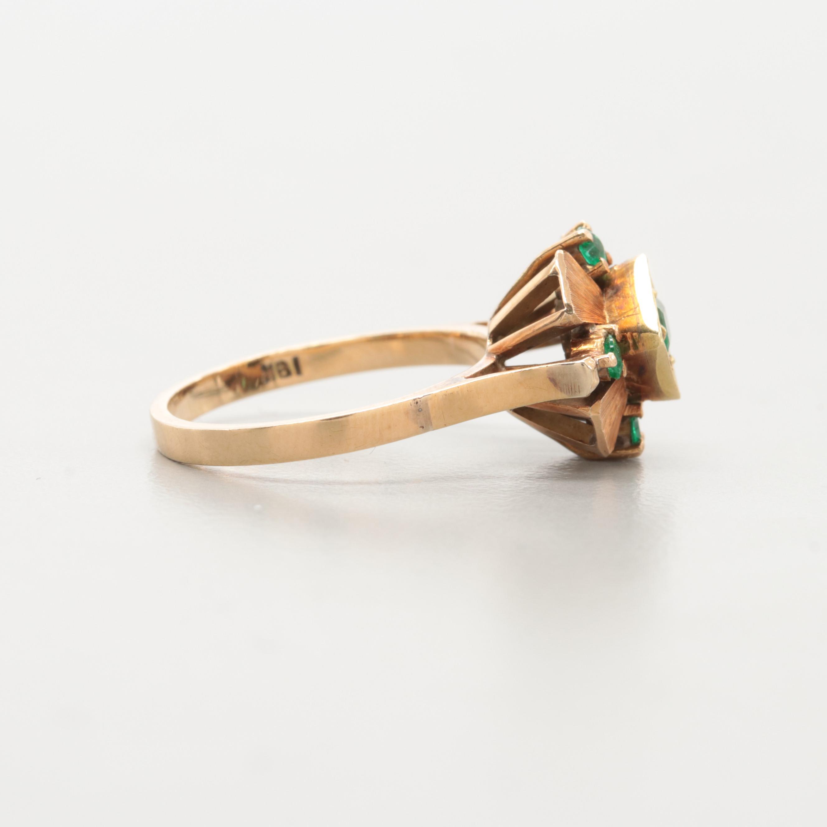 18K Yellow Gold Emerald Ring