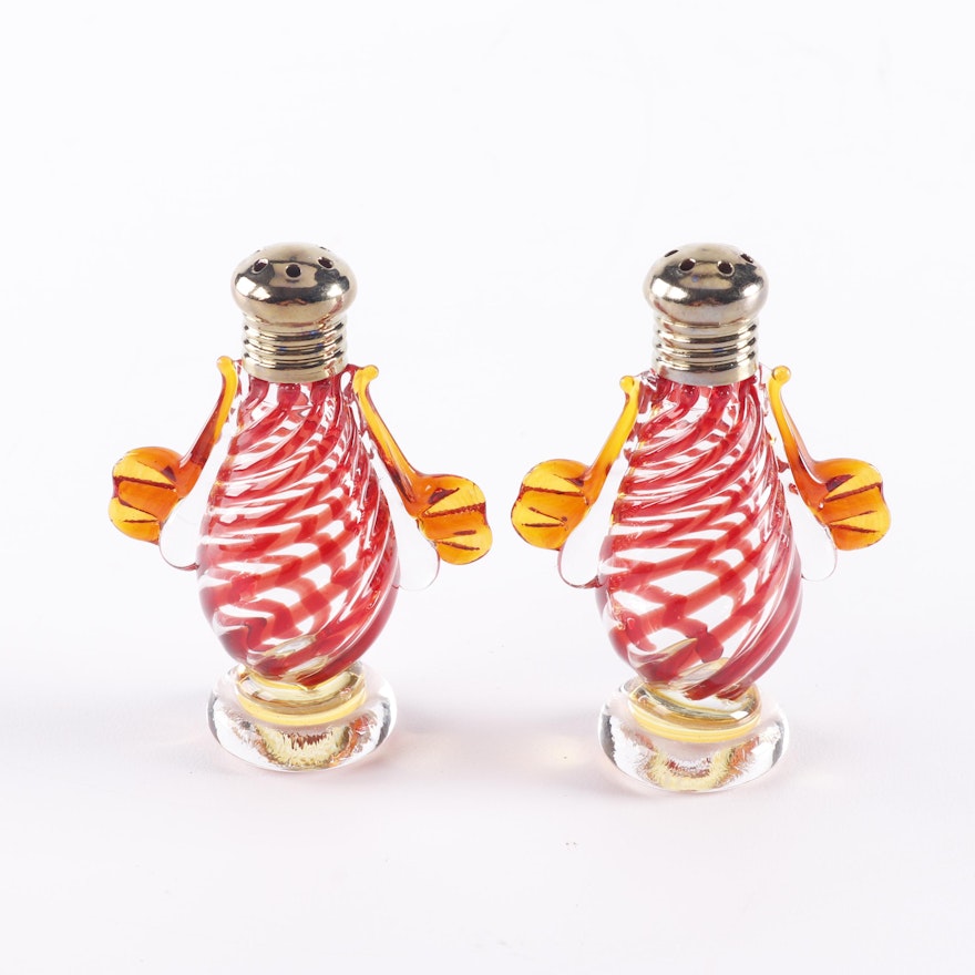 Hand Blown Art Glass Salt and Pepper Shakers