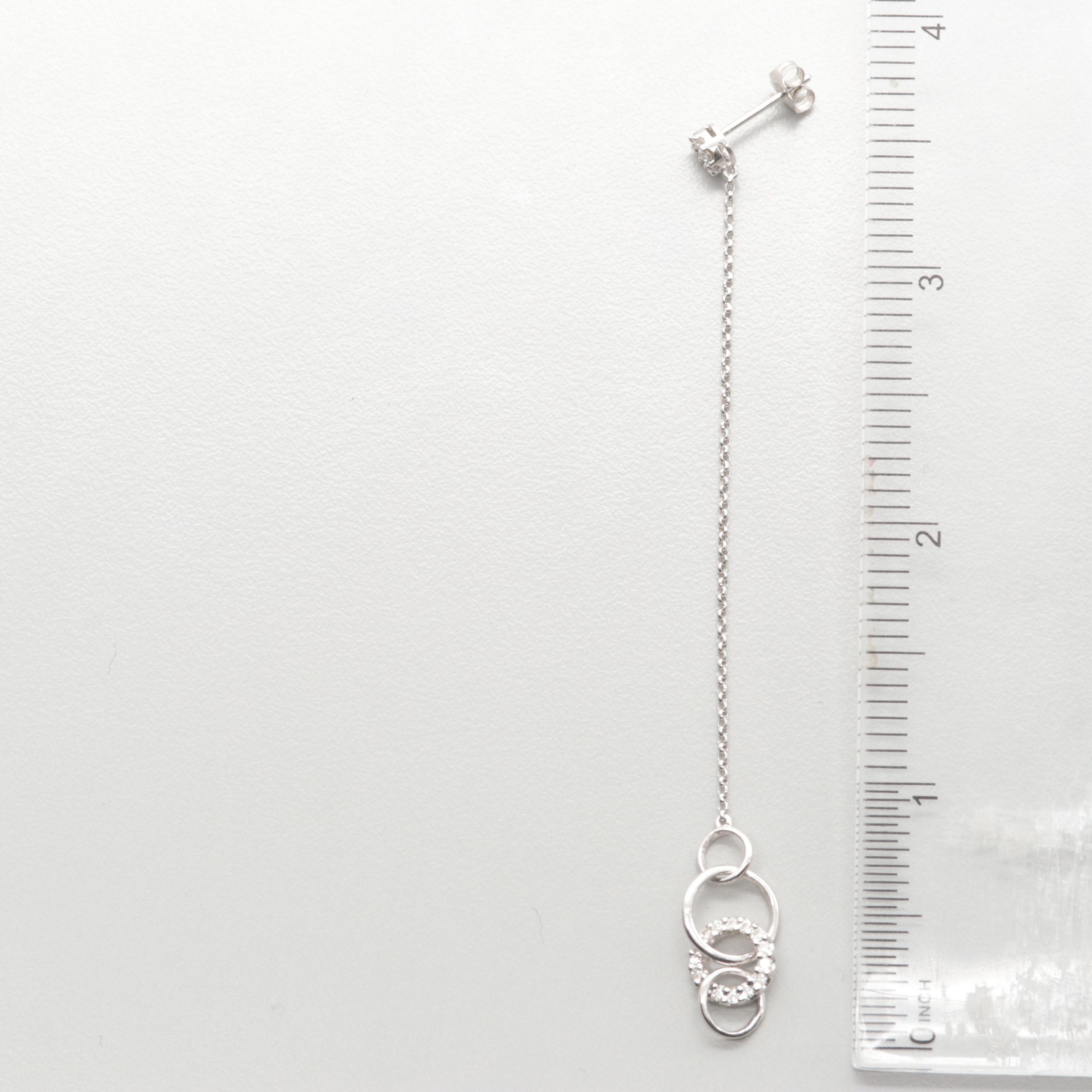 14K White Gold Diamond Drop Earrings