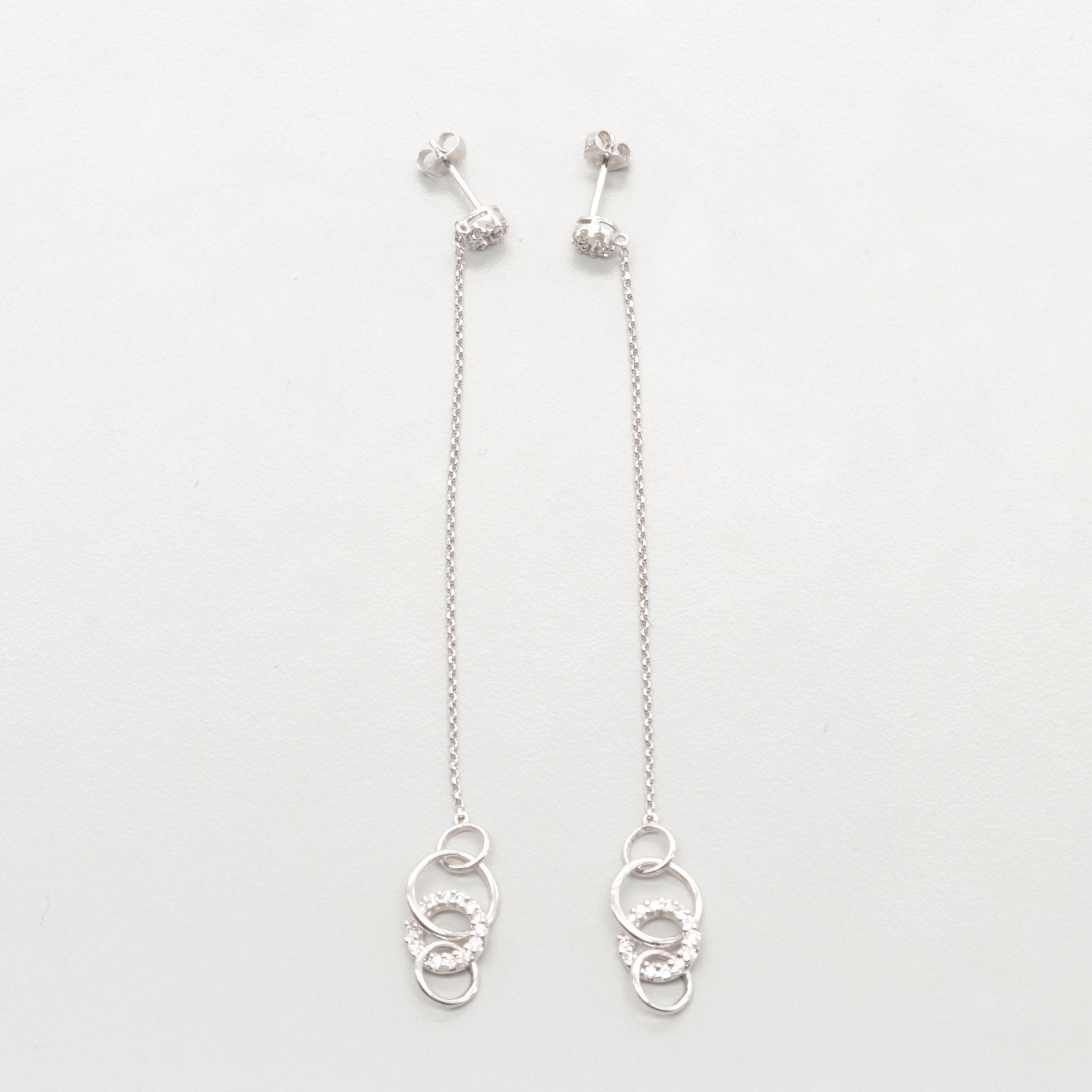 14K White Gold Diamond Drop Earrings