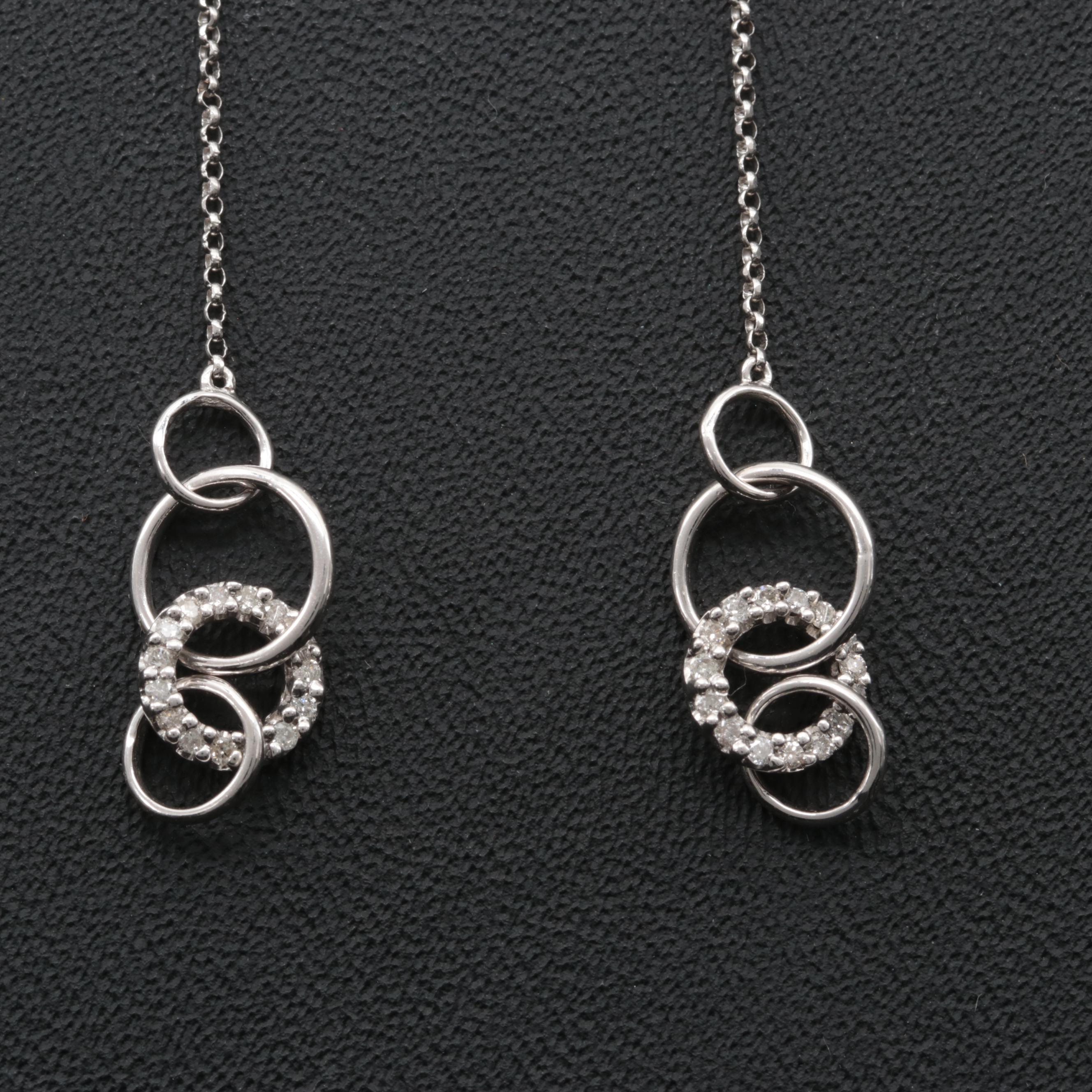 14K White Gold Diamond Drop Earrings