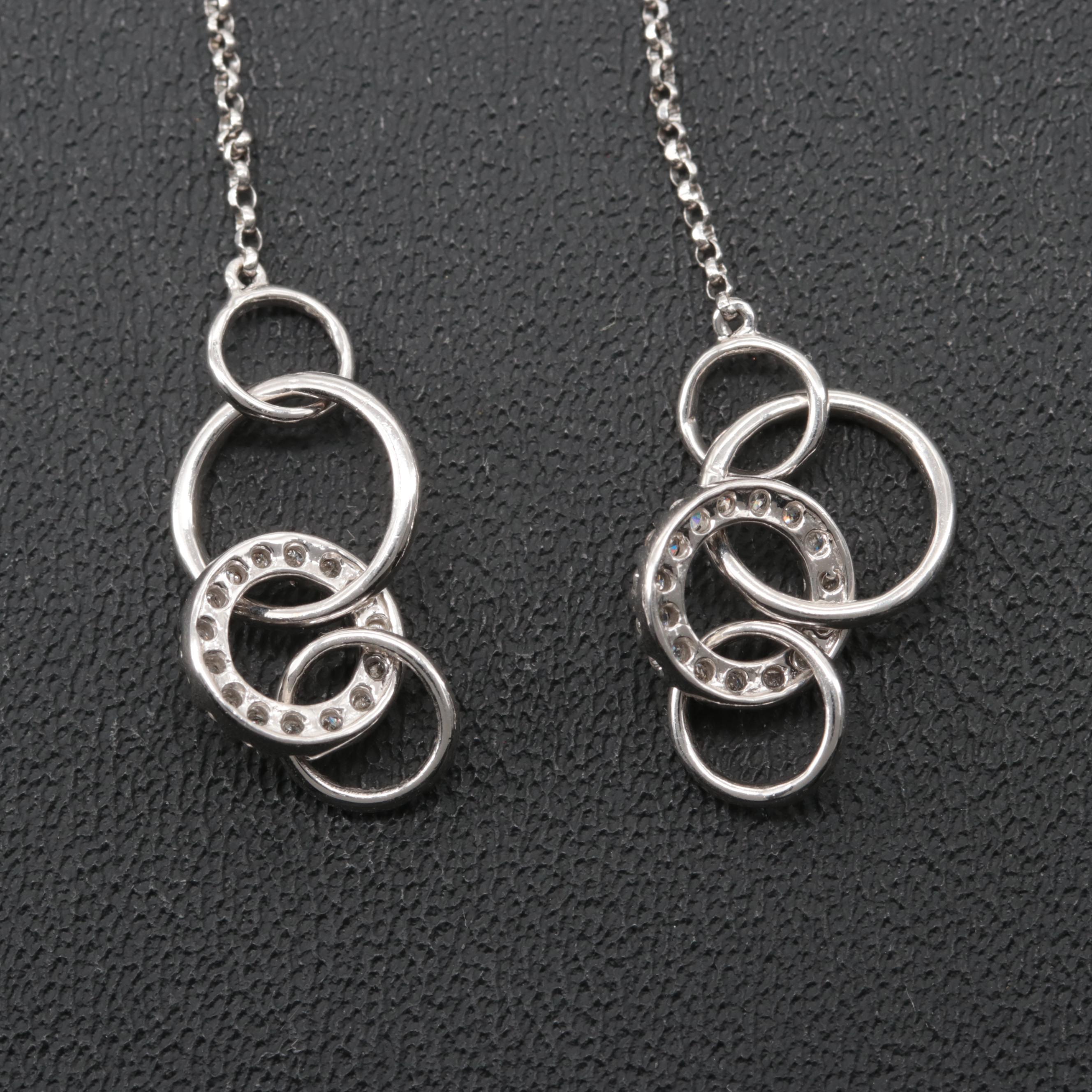 14K White Gold Diamond Drop Earrings