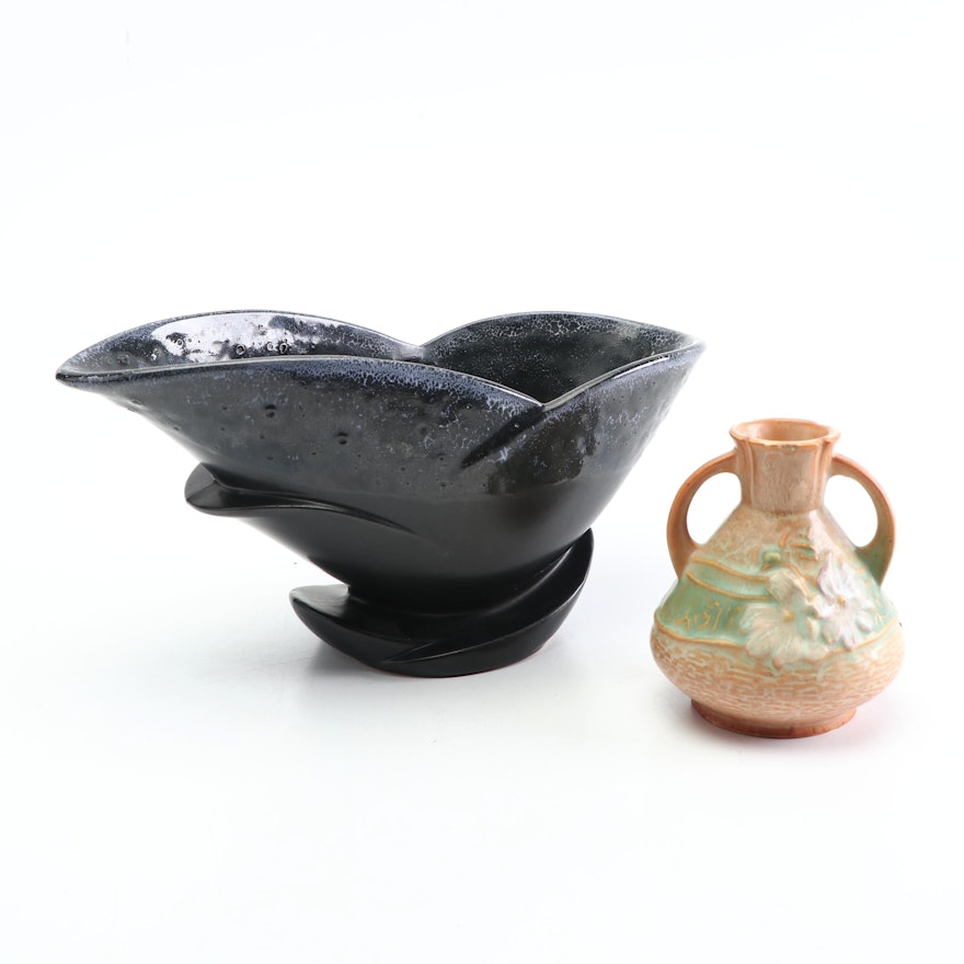 Roseville Pottery "Capri" Console Bowl and "Cosmos" Vase