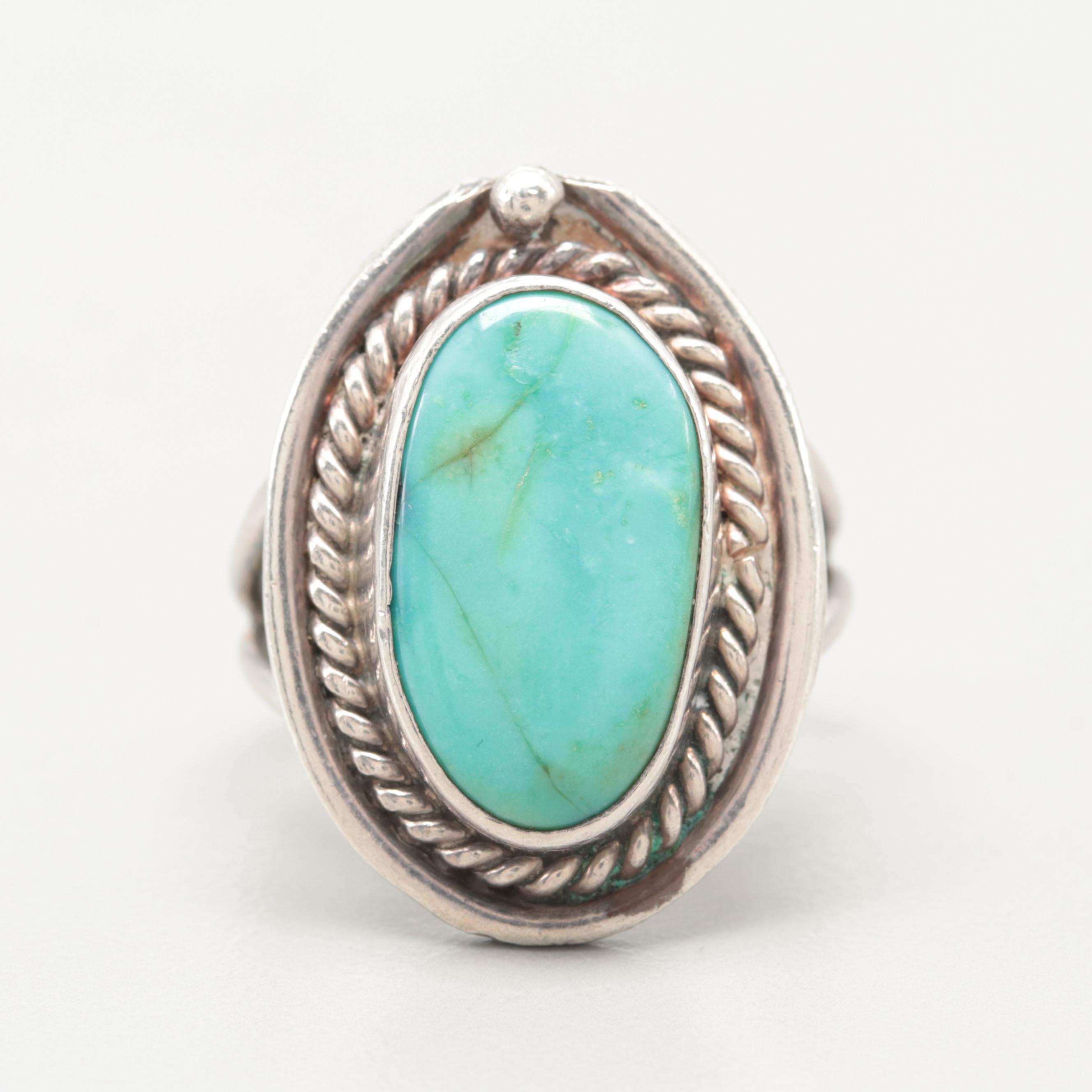 Southwestern Style Sterling Silver Turquoise Ring