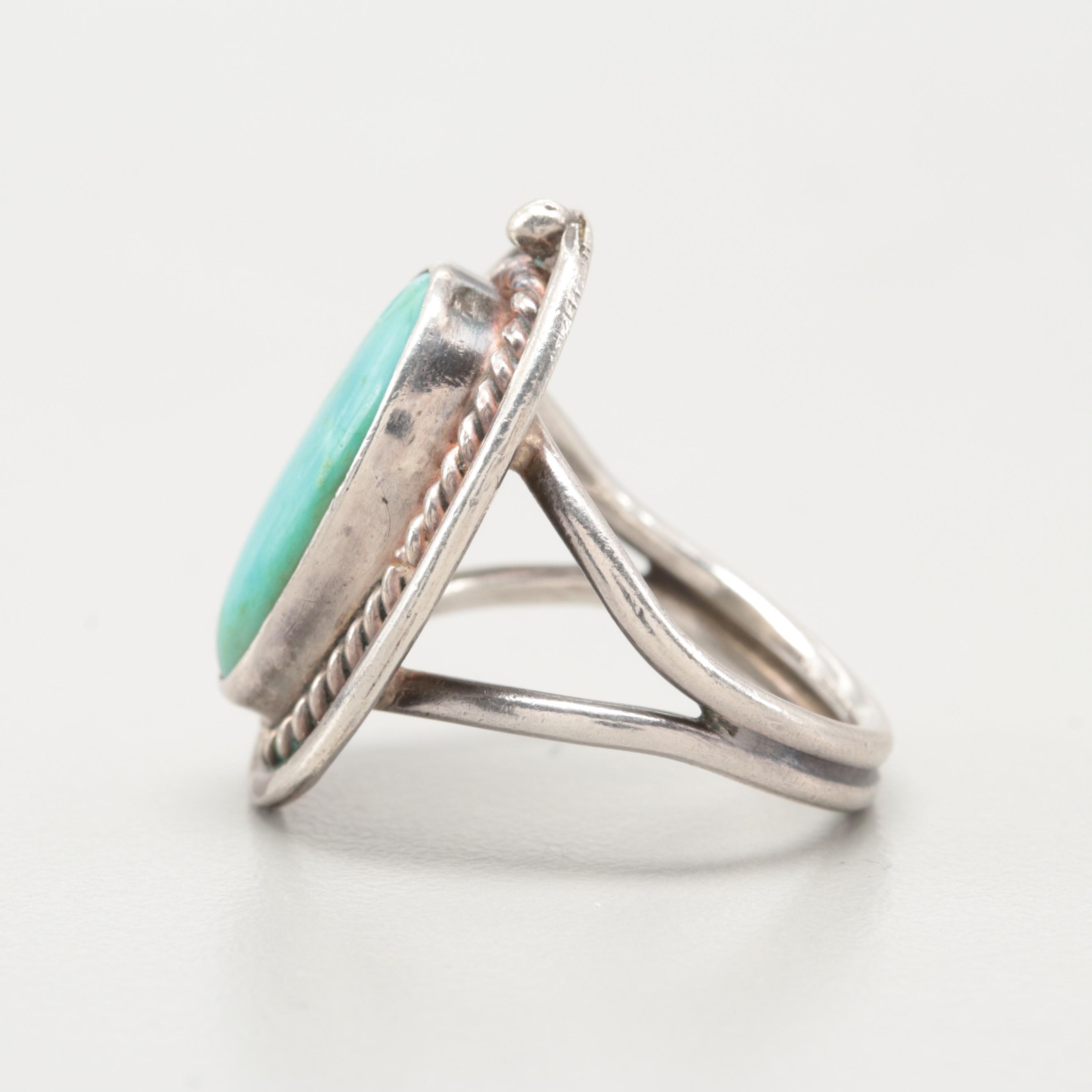 Southwestern Style Sterling Silver Turquoise Ring