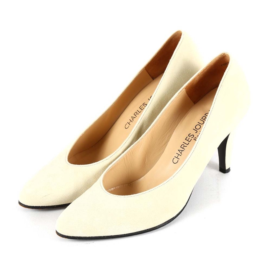 Charles Jourdan Beige Suede Heels