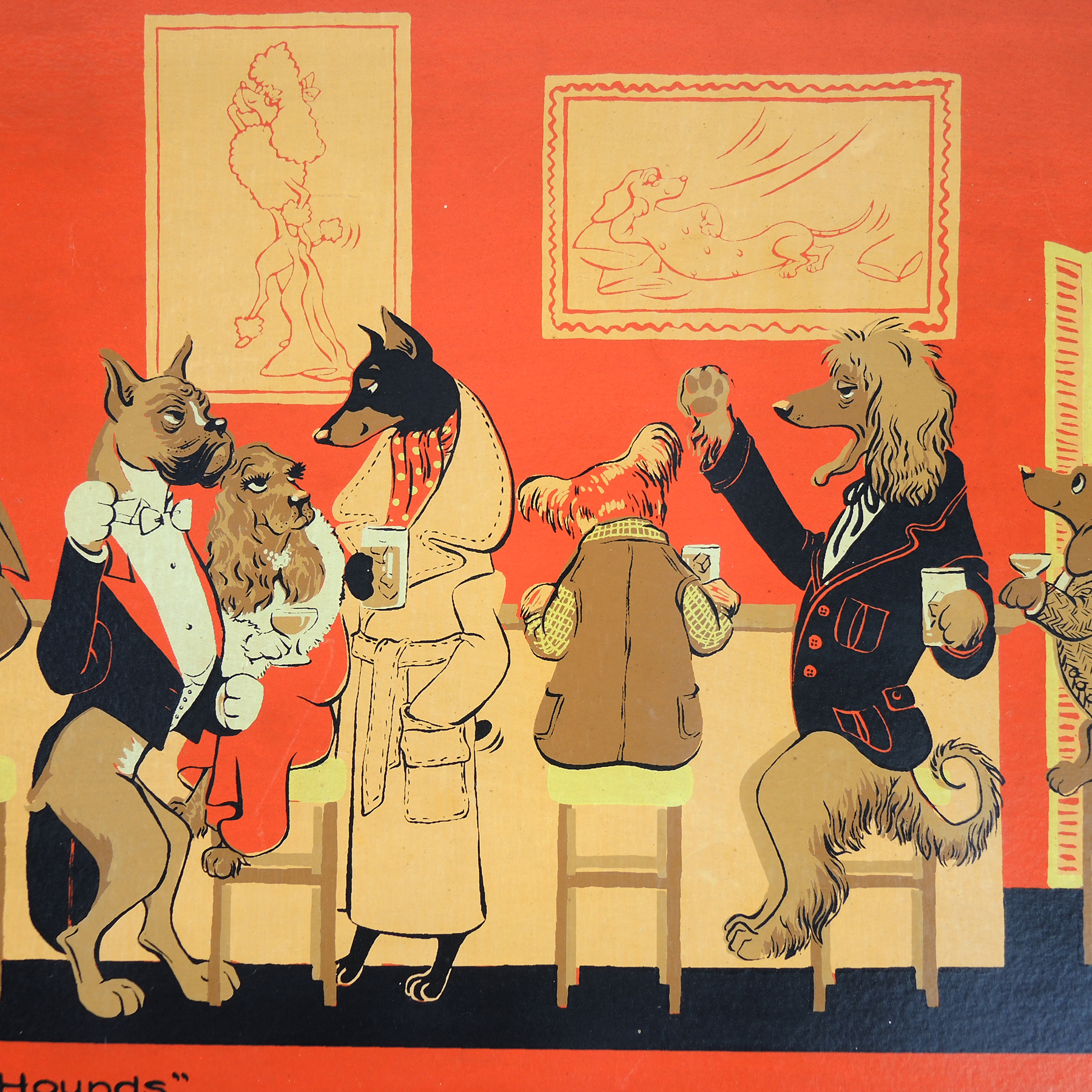 Constance Depler Coleman Serigraph of "Bar Hounds"