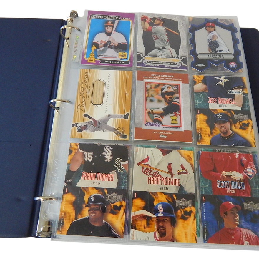 Baseball Card Album with Over 200 Cards - Jeter, Bryce Harper, Frank Thomas