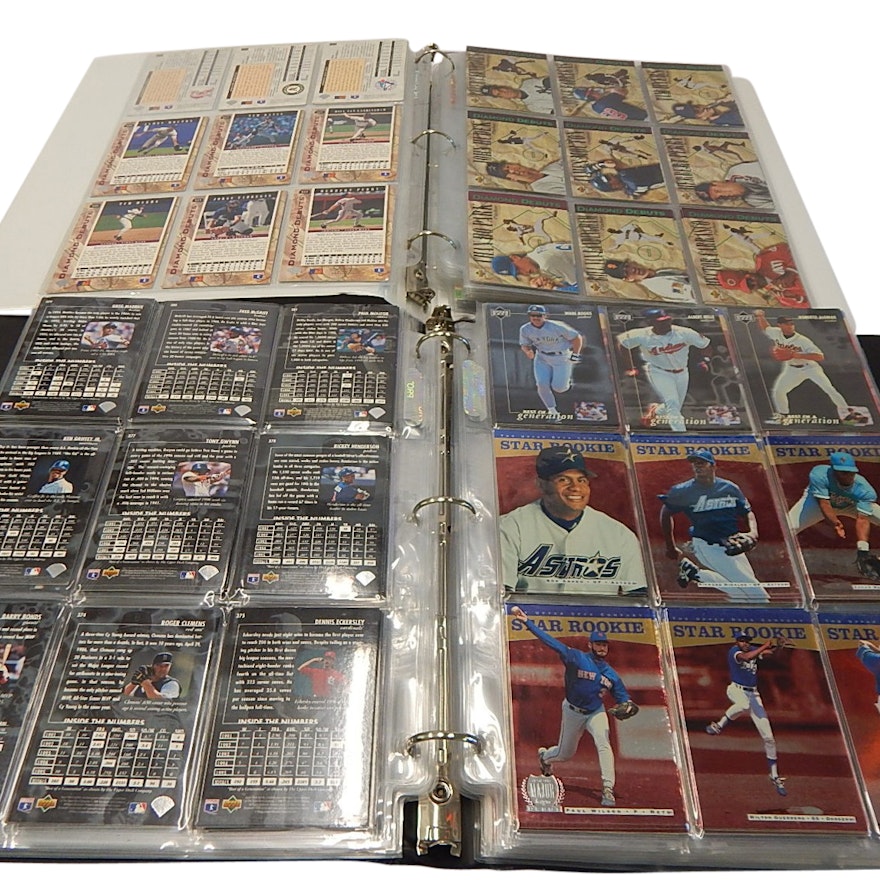 Two Baseball Card Albums with Gwynn, Bagwell, Clemens, Ripken - Over 300 Cards