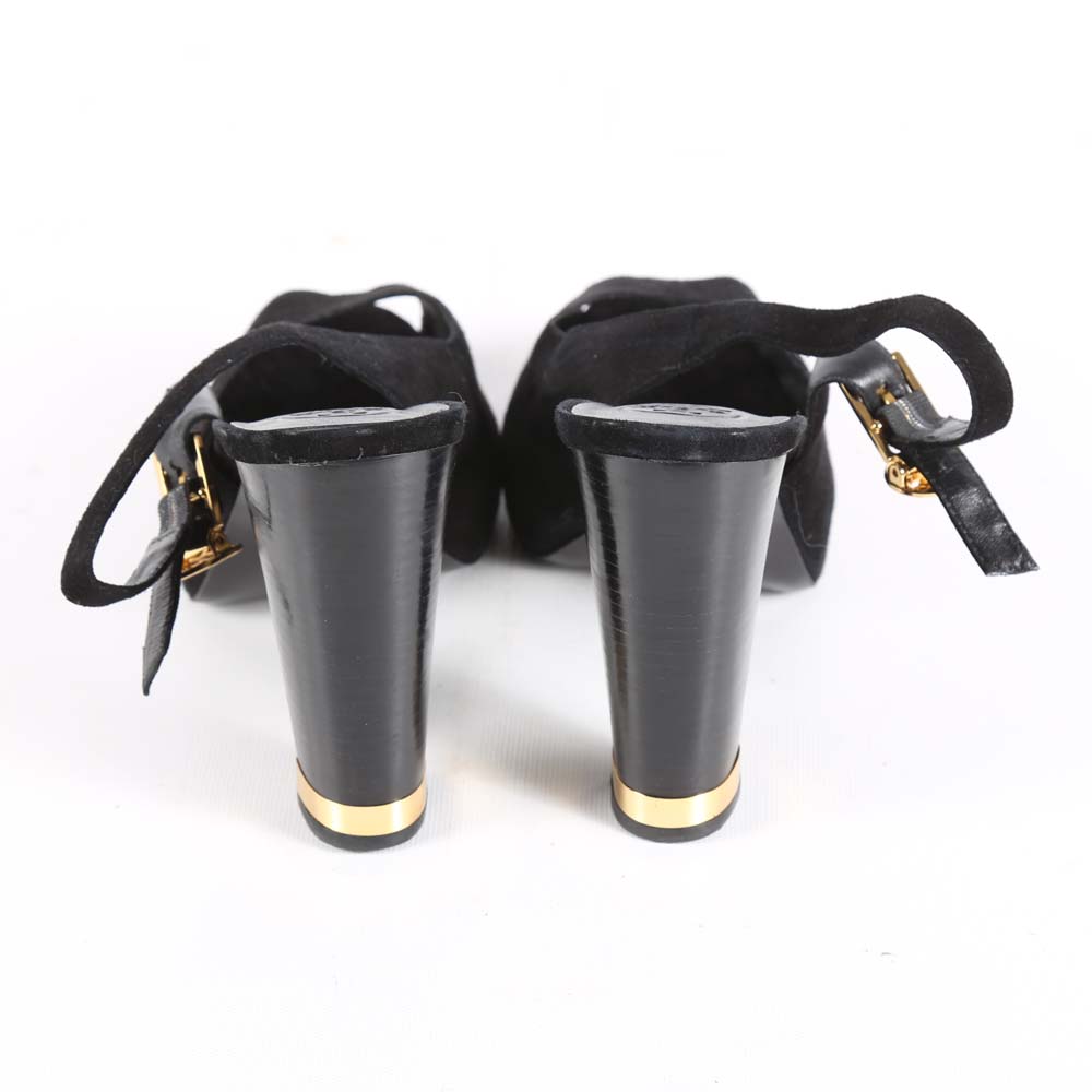 Tory Burch Allison Black Suede Slingback Heels