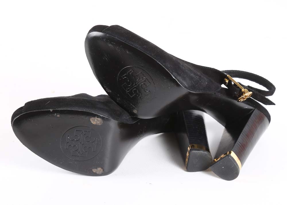 Tory Burch Allison Black Suede Slingback Heels
