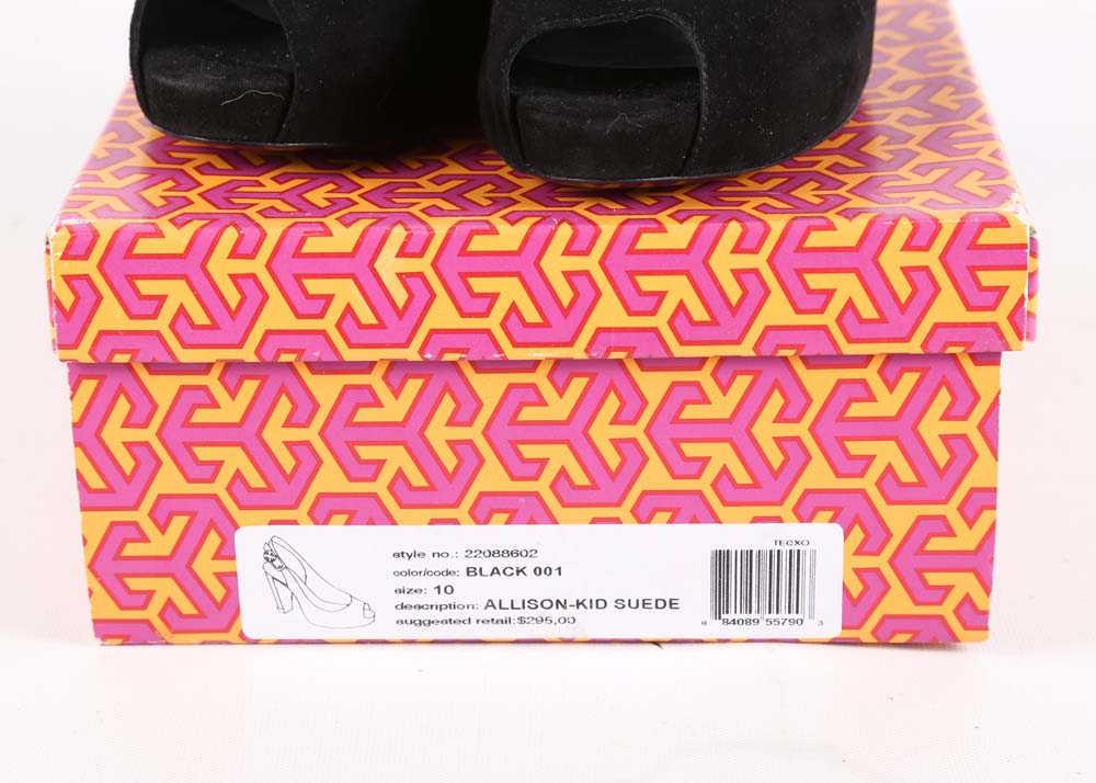 Tory Burch Allison Black Suede Slingback Heels