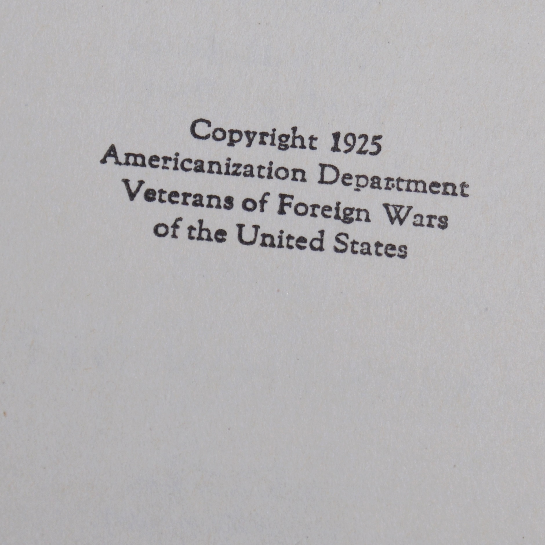 "America In The Great War and After" Issued by Americanization Department