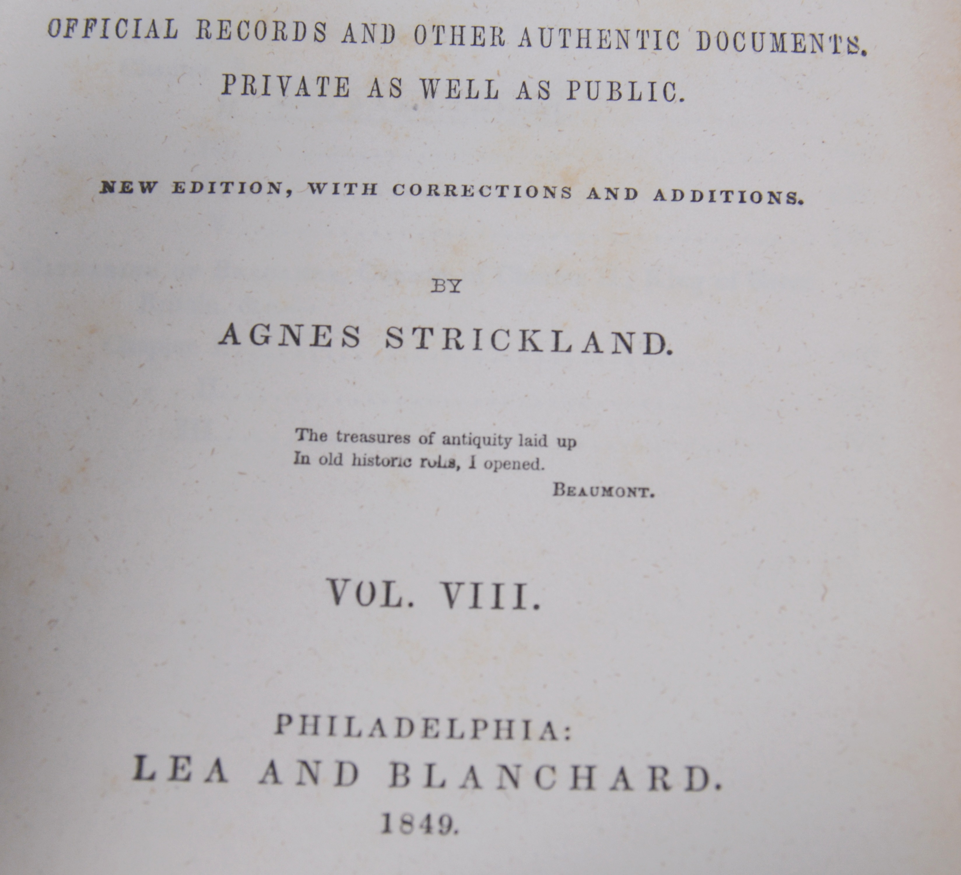 1850 "Lives of the Queens of England" by Agnes Strickland