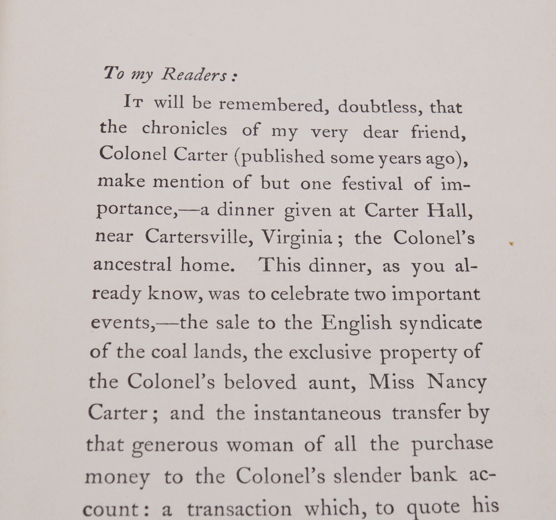 1903 "Colonel Carter's Christmas" by F. Hopkins Smith