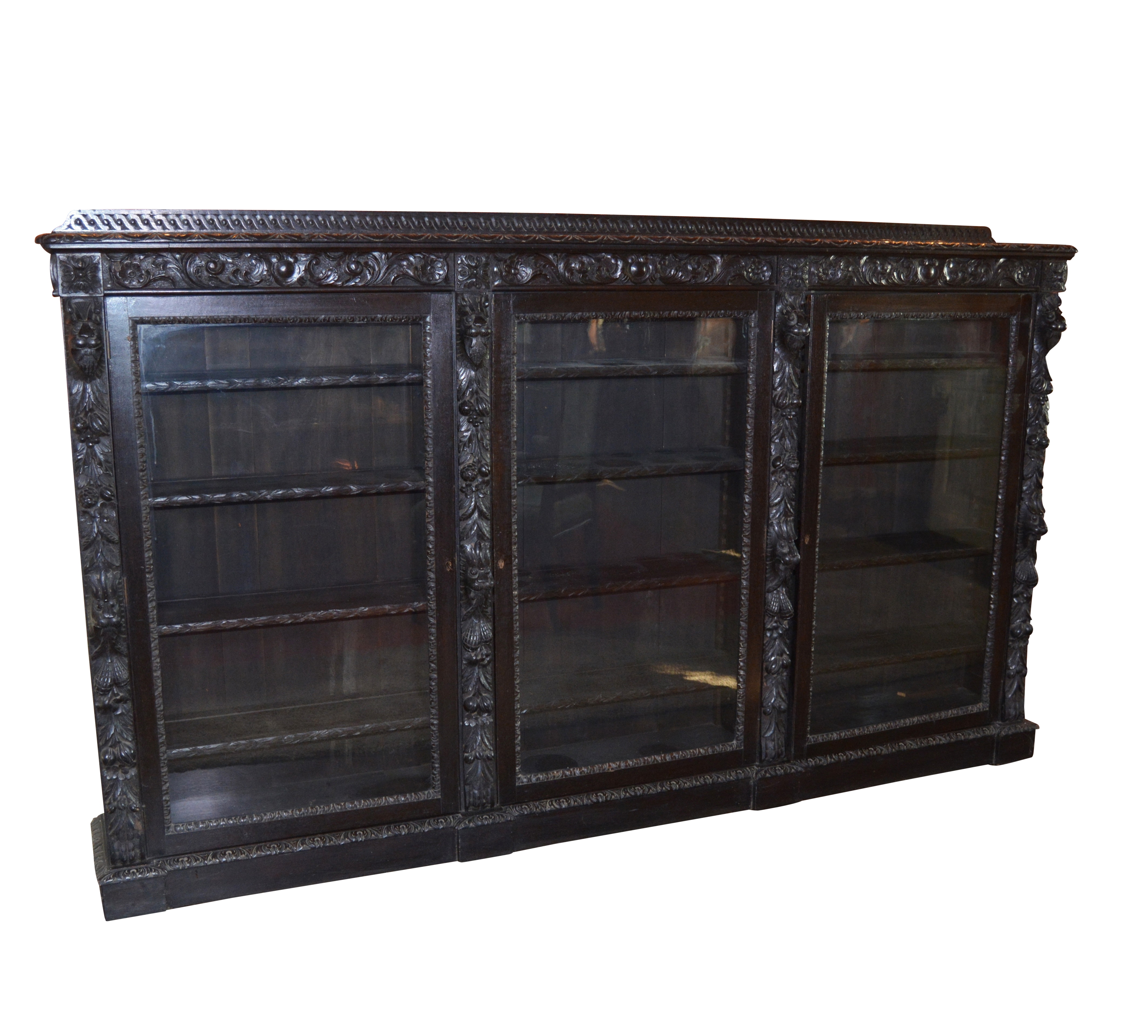 Renaissance Revival Oak Library Bookcase, Late 19th/Early 20th Century